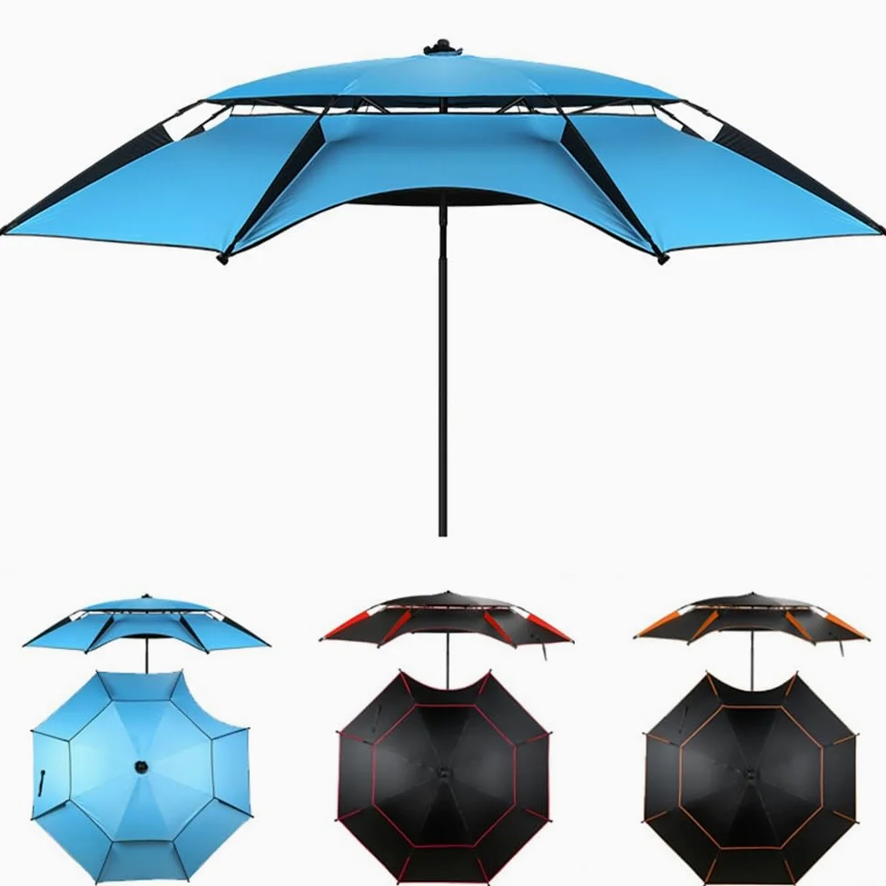Sombrilla De Pesca Grande Sombrilla De Playa Antiviento Protección Solar Parasol De Pesca Portátil con Ancla De Arena 220cm 240cm(Blue,2.2m)