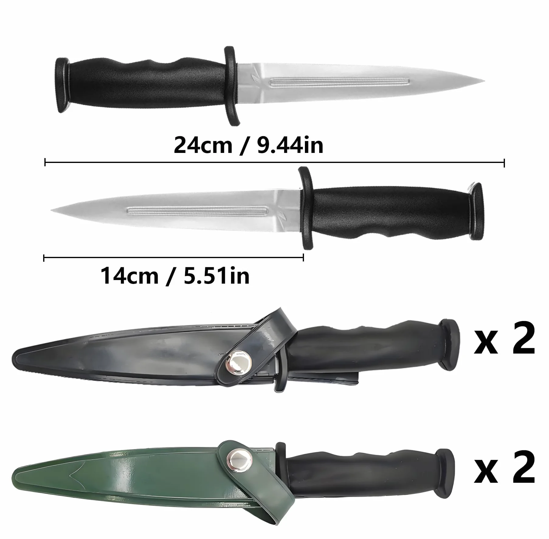 Artes Marciales Cuchillos de Entrenamiento de Goma 4 Piezas Armas de Entrenamiento