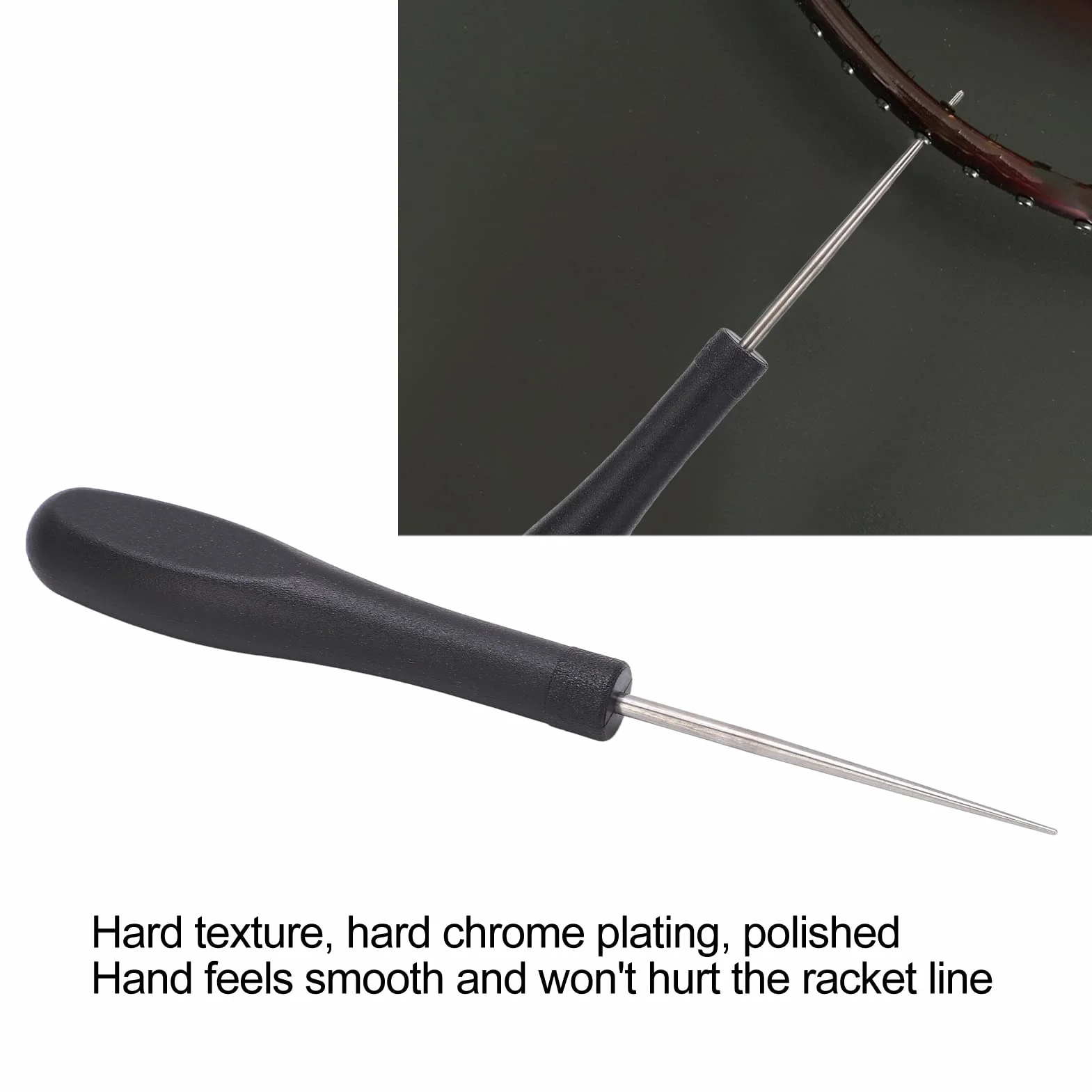 Punzón Recto Cónico de Acero para Encordar Raquetas de Bádminton y Tenis con Mango de ABS