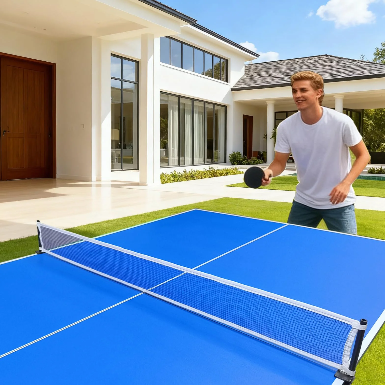 Mesa de Ping Pong Plegable 7FT Tablero Tenis de Mesa 210 x 120 cm