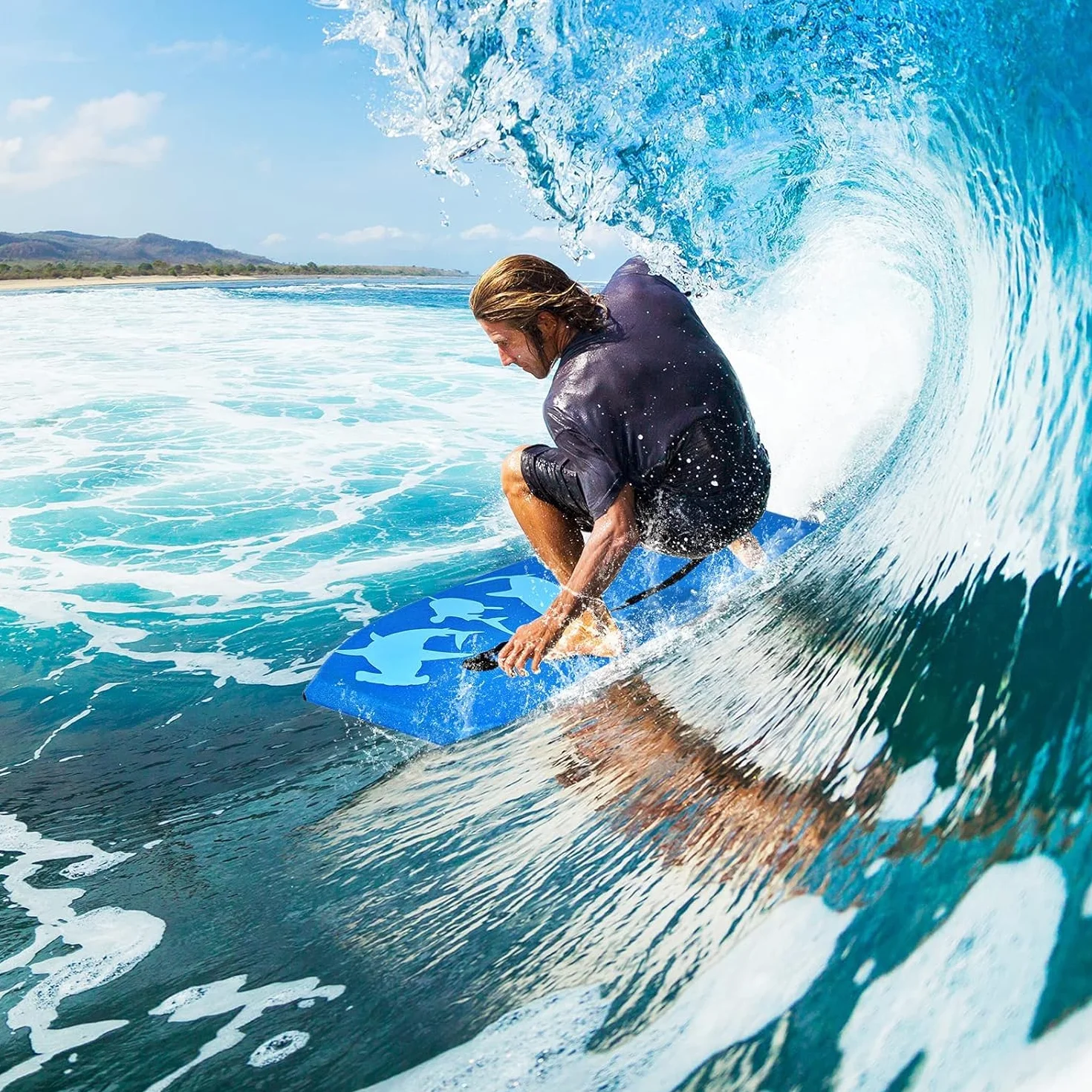 RELAX4LIFE Tabla de Natación Portátil XPE HDPE Antideslizante Bodyboard para Niños y Adultos