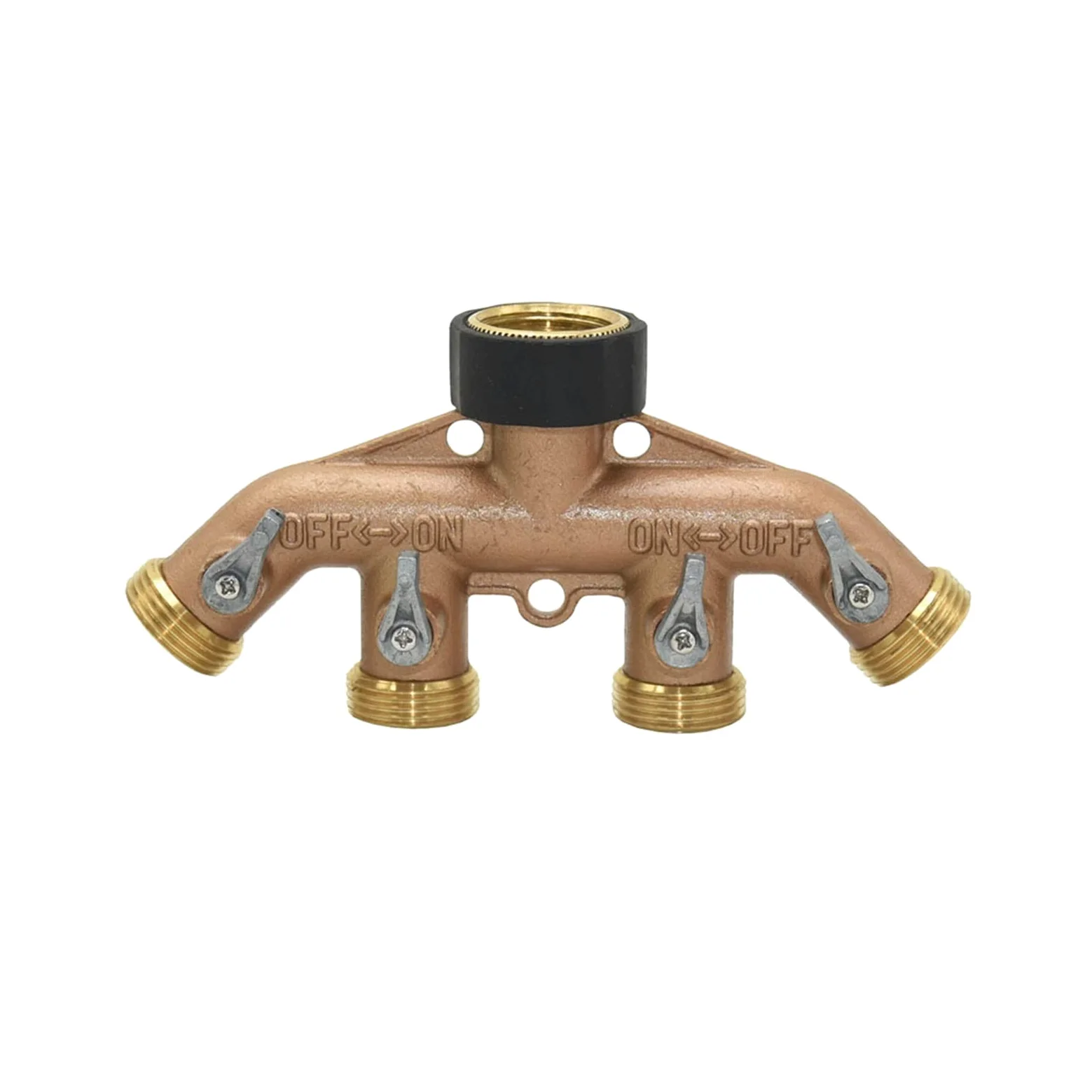 Accesorios para tuberías de riego, Accesorios de riego por Goteo Conector rápido Grifo jardín Cuatro vías roscado 3/4 Pulgada