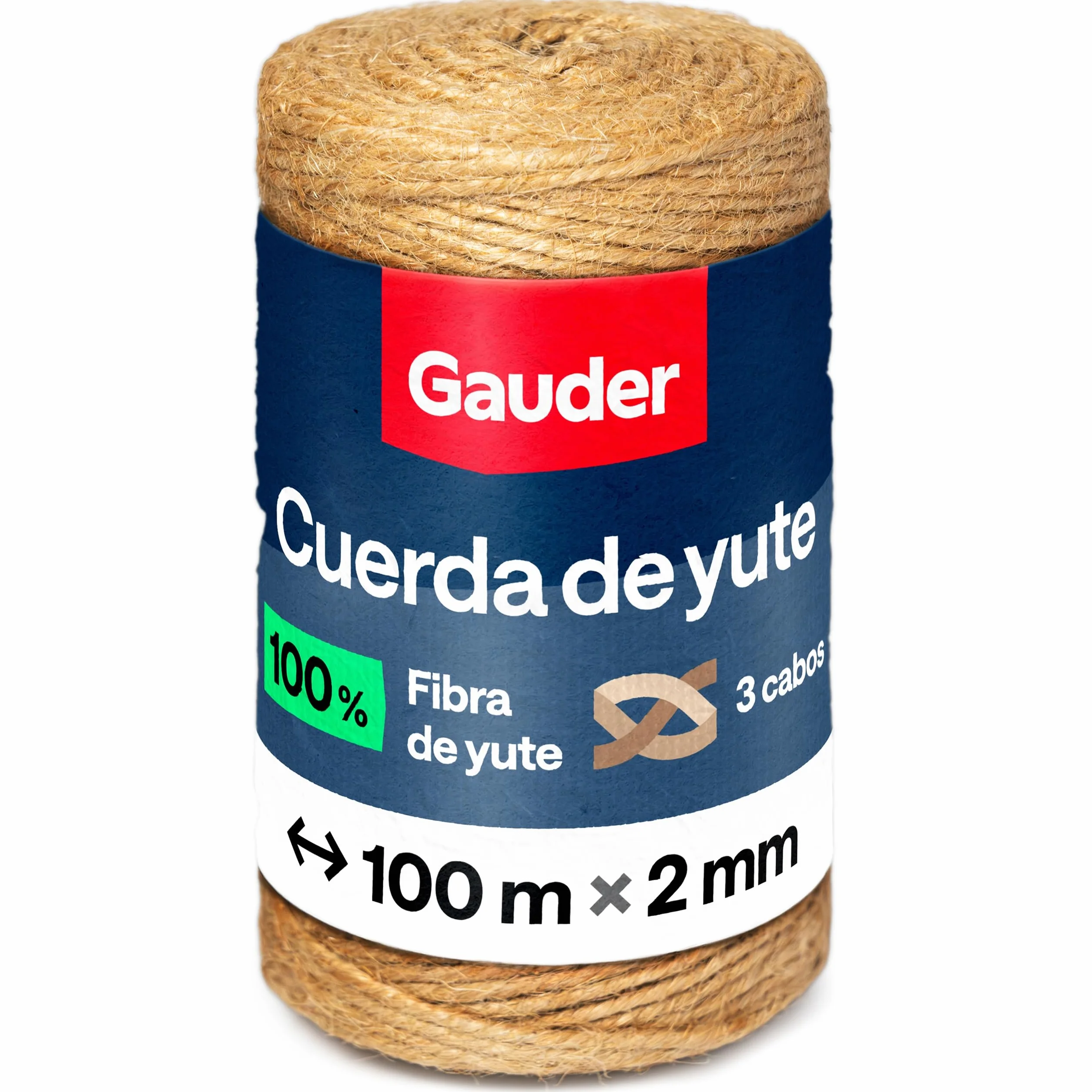 GAUDER Cordel de Yute Natural (100 m x 2 mm) – Hilo de jardín & ataduras para Plantas – Cuerda para macramé & Manualidades – Cordel de Embalaje – Decoración Natural