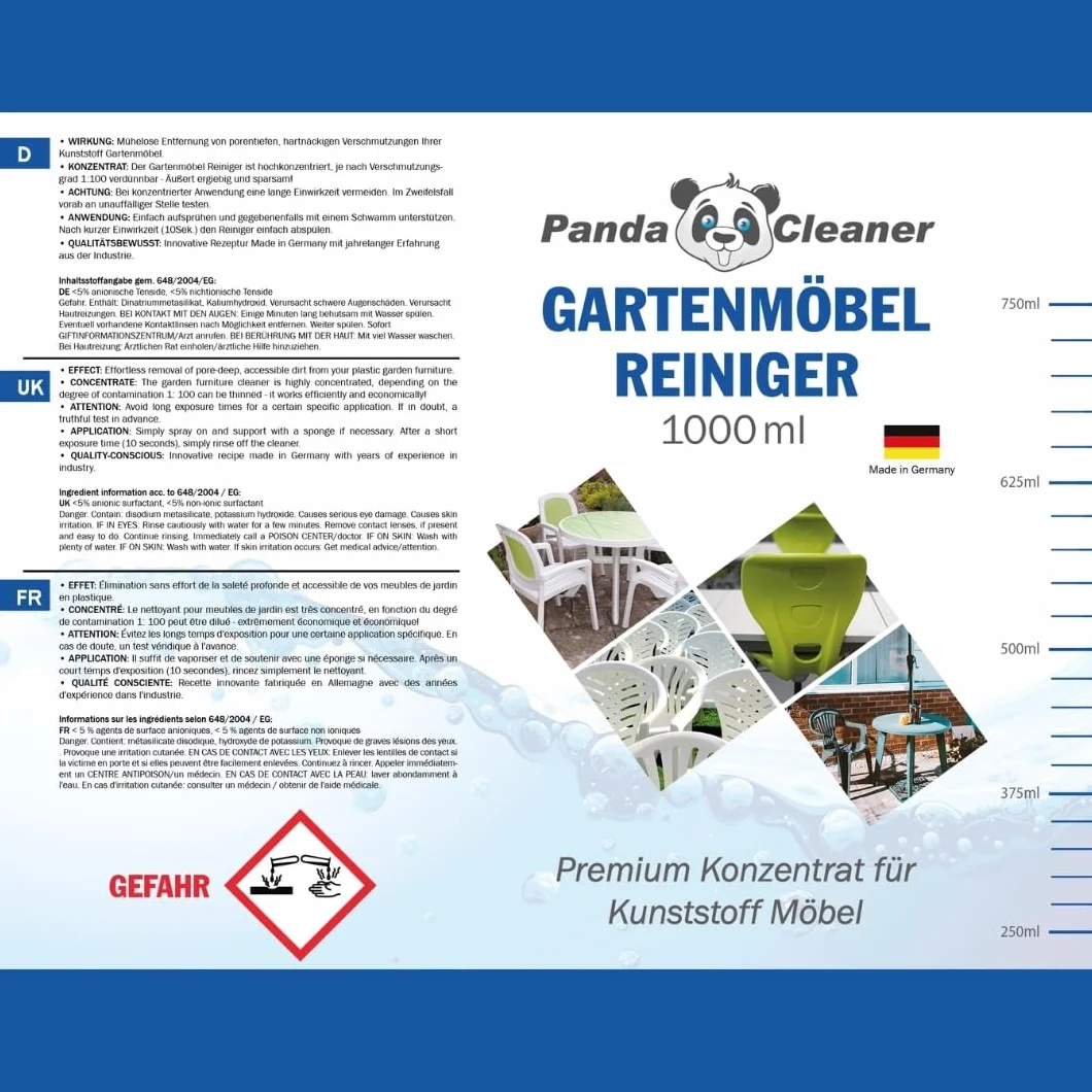 PandaCleaner® Limpiador de muebles de jardín, 1000 ml, concentrado premium para muebles de plástico