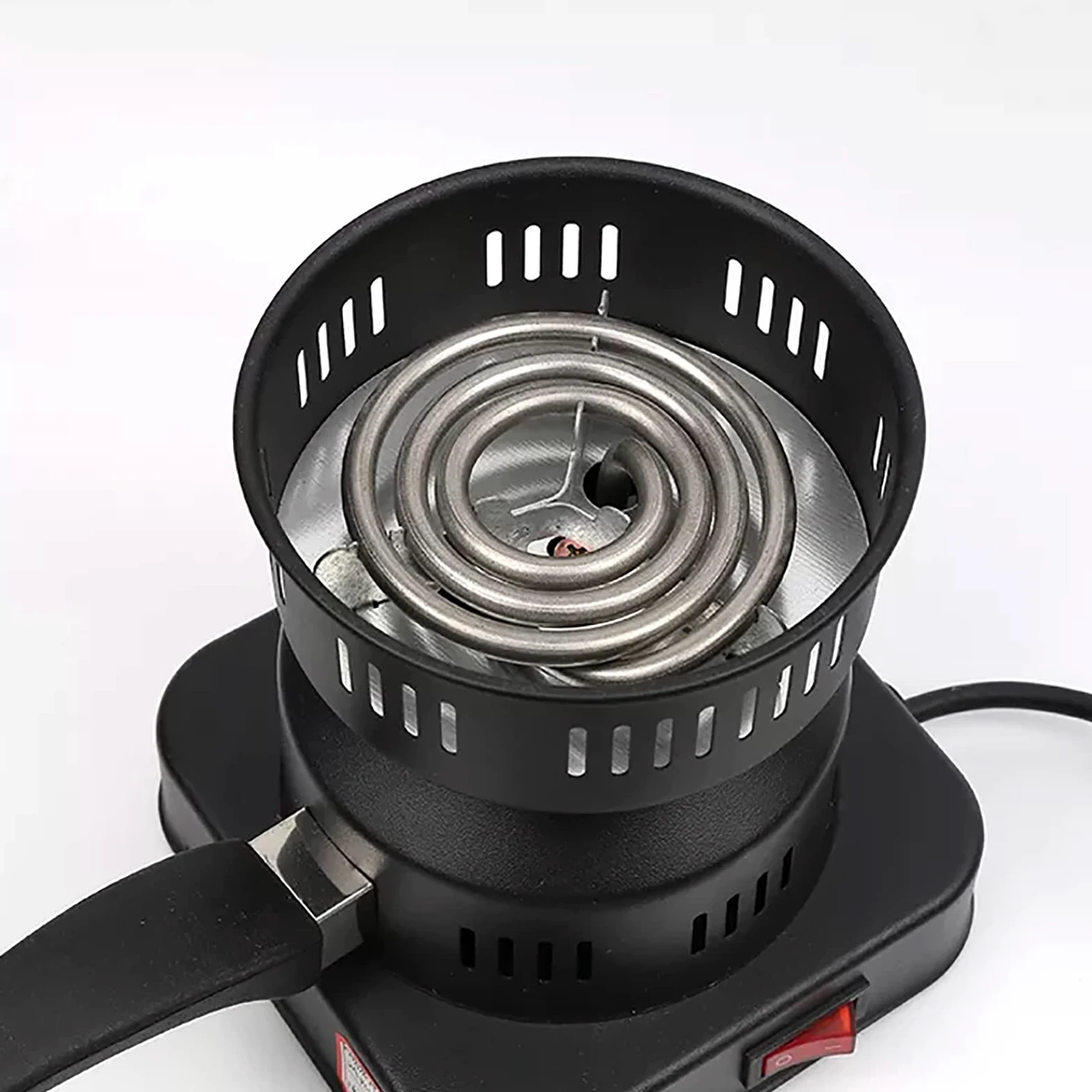 Quemador eléctrico de carbón vegetal de acero inoxidable de 100 W con mango desmontable, calentamiento rápido para acampar al aire libre y barbacoa