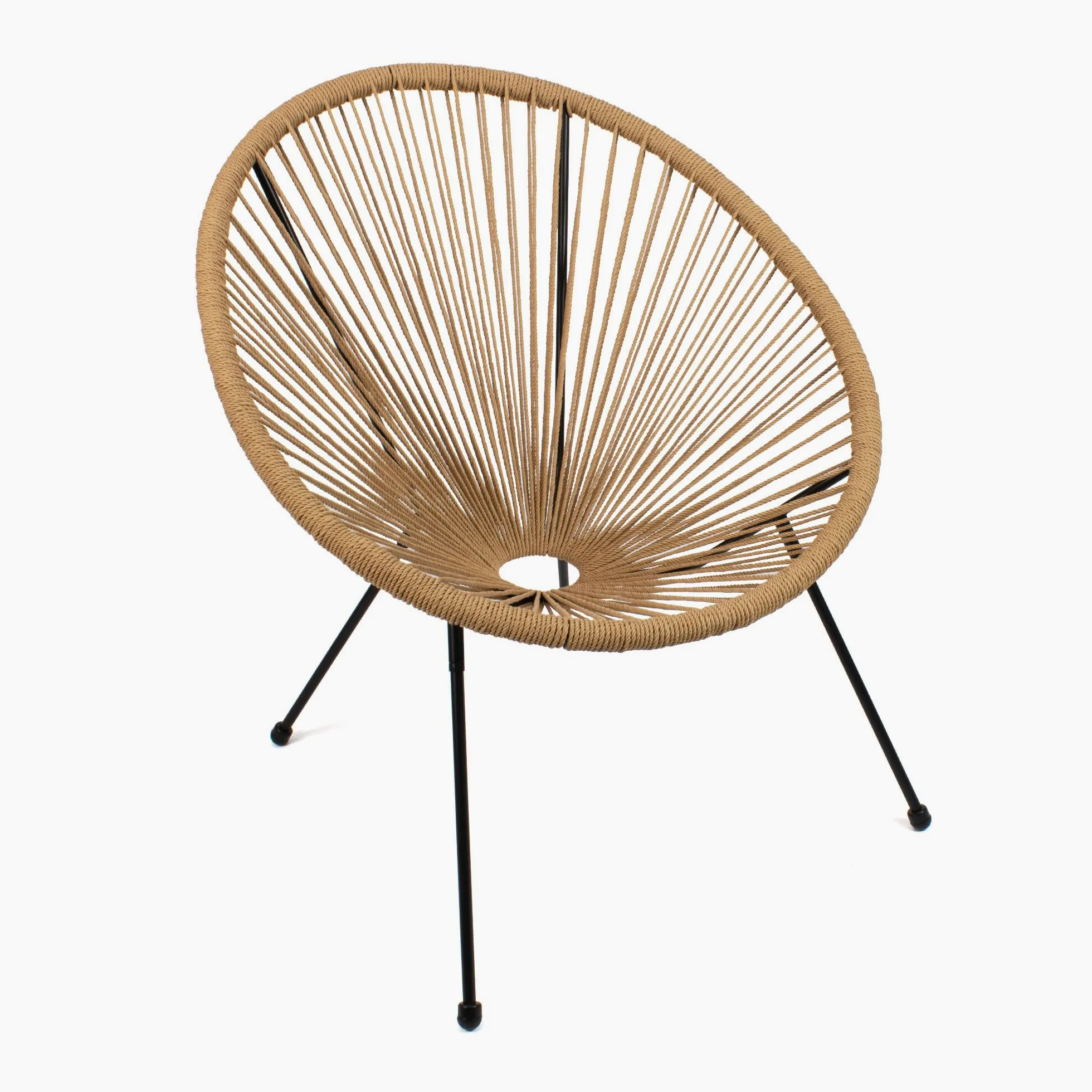 THE SECRET HOME - Silla Acapulco en Ratán para Jardín - Silla de Acero - Asiento de Exterior para Balcón, Terraza y Jardín (Natural)
