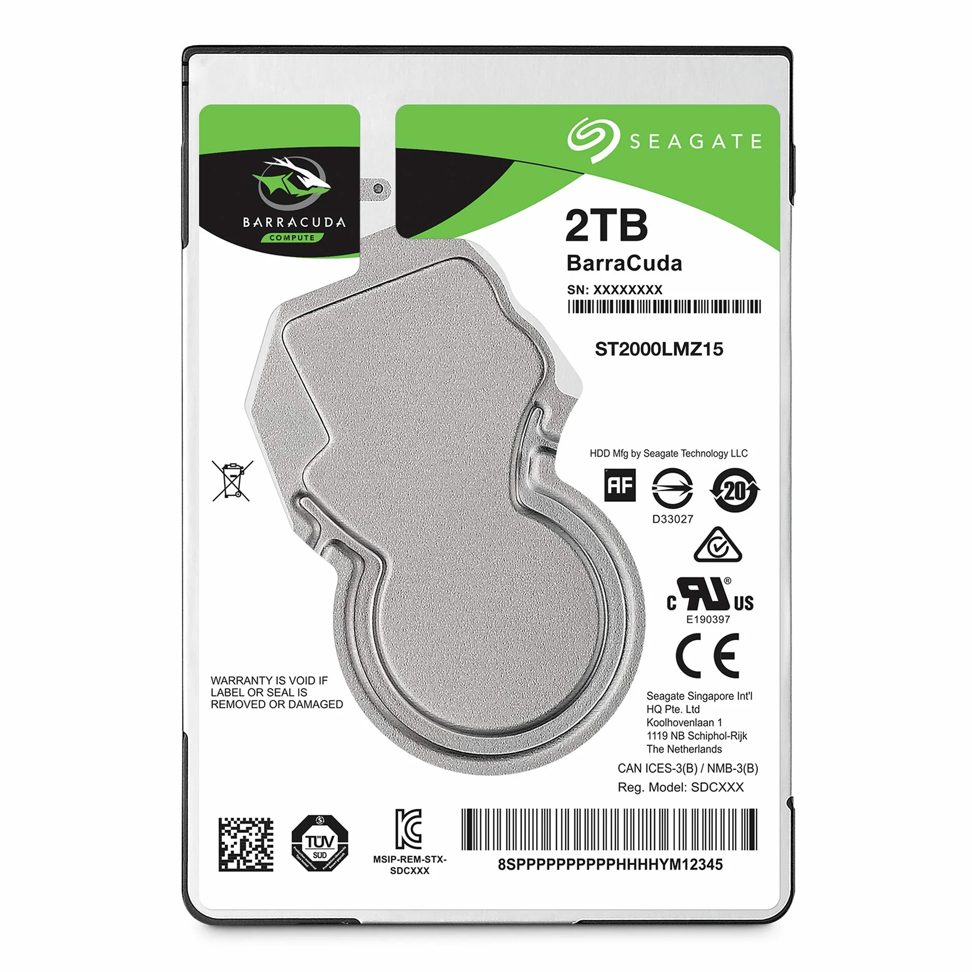 Seagate BarraCuda 2TB Disco Duro HDD Interno 2.5 Pulgadas SATA 6 Gb/s 5400 RPM 128 MB Caché ST2000LMZ15