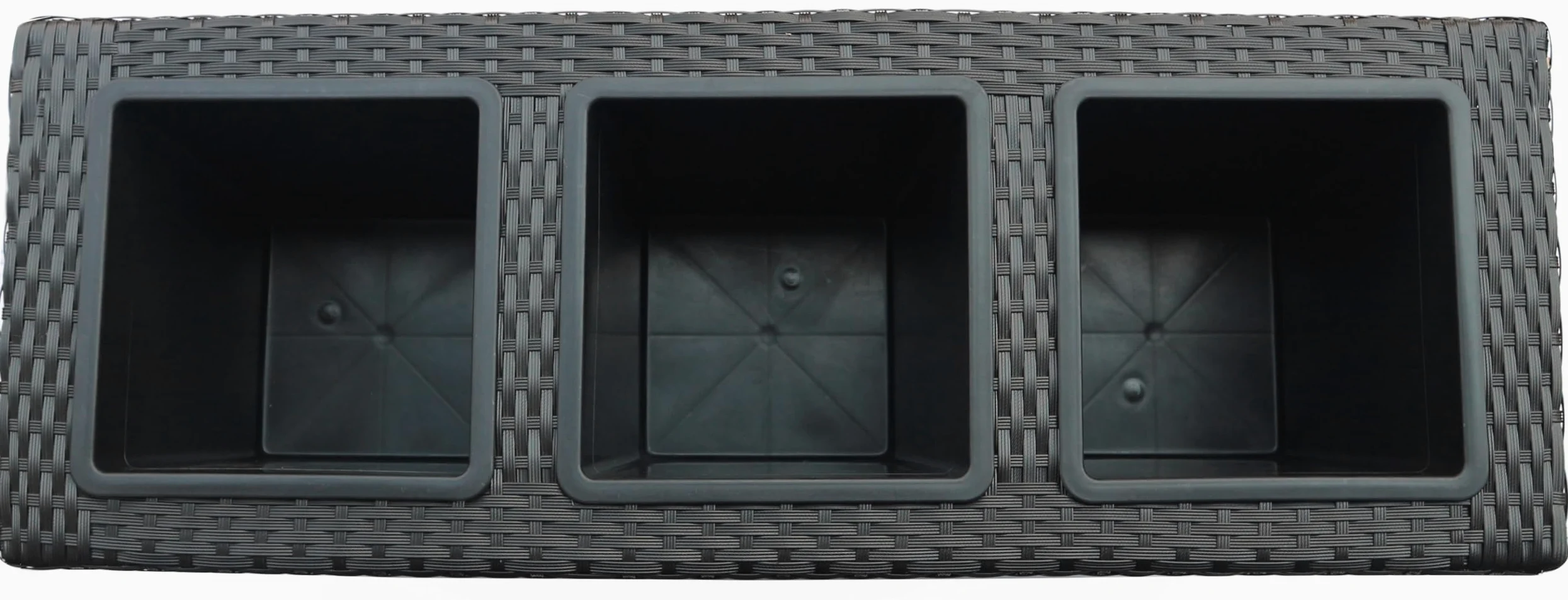 METRO Professional Jardinera/Separador de ambientes con 3 macetas, ratán sintético, Negro