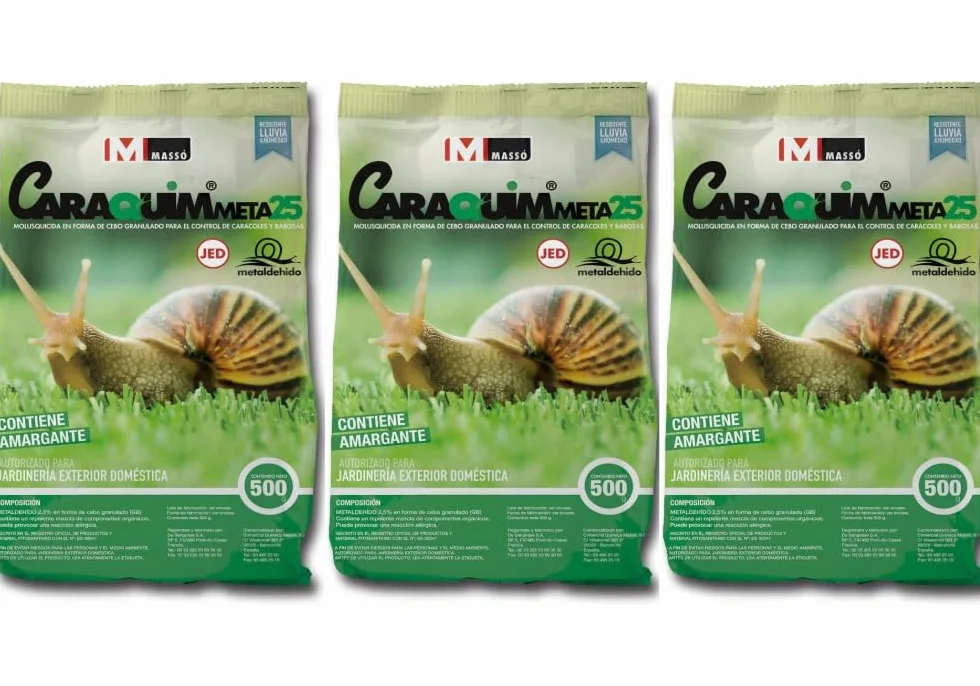 Peyca Pack 3 Unidades Caraquim META25 500g. Cebo de Larga duracion para el Control de Caracoles y babosas. Contiene amargante. Granulado.