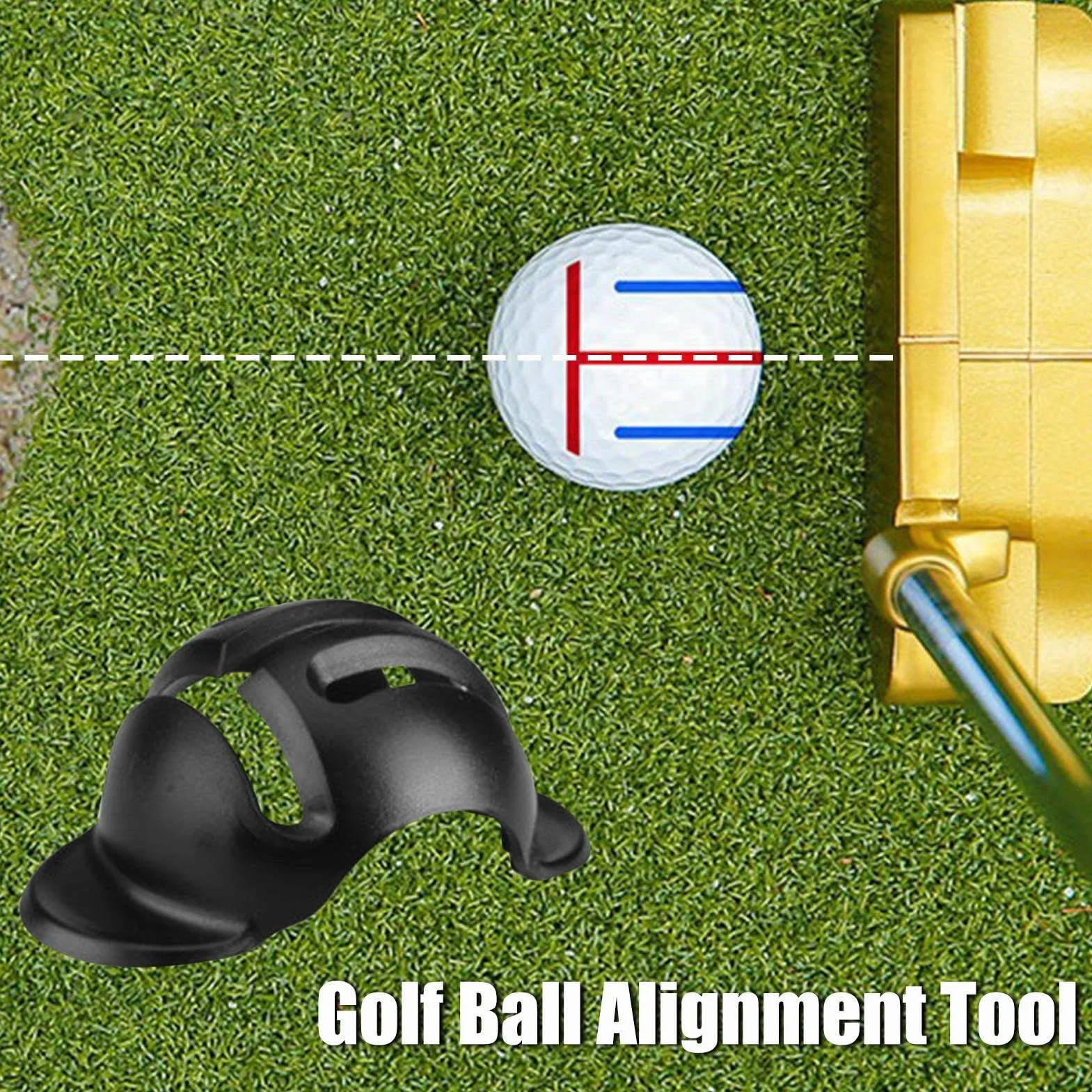 Herramienta de marcado de alineación de pelotas de golf, diseño reversible, 2 unidades