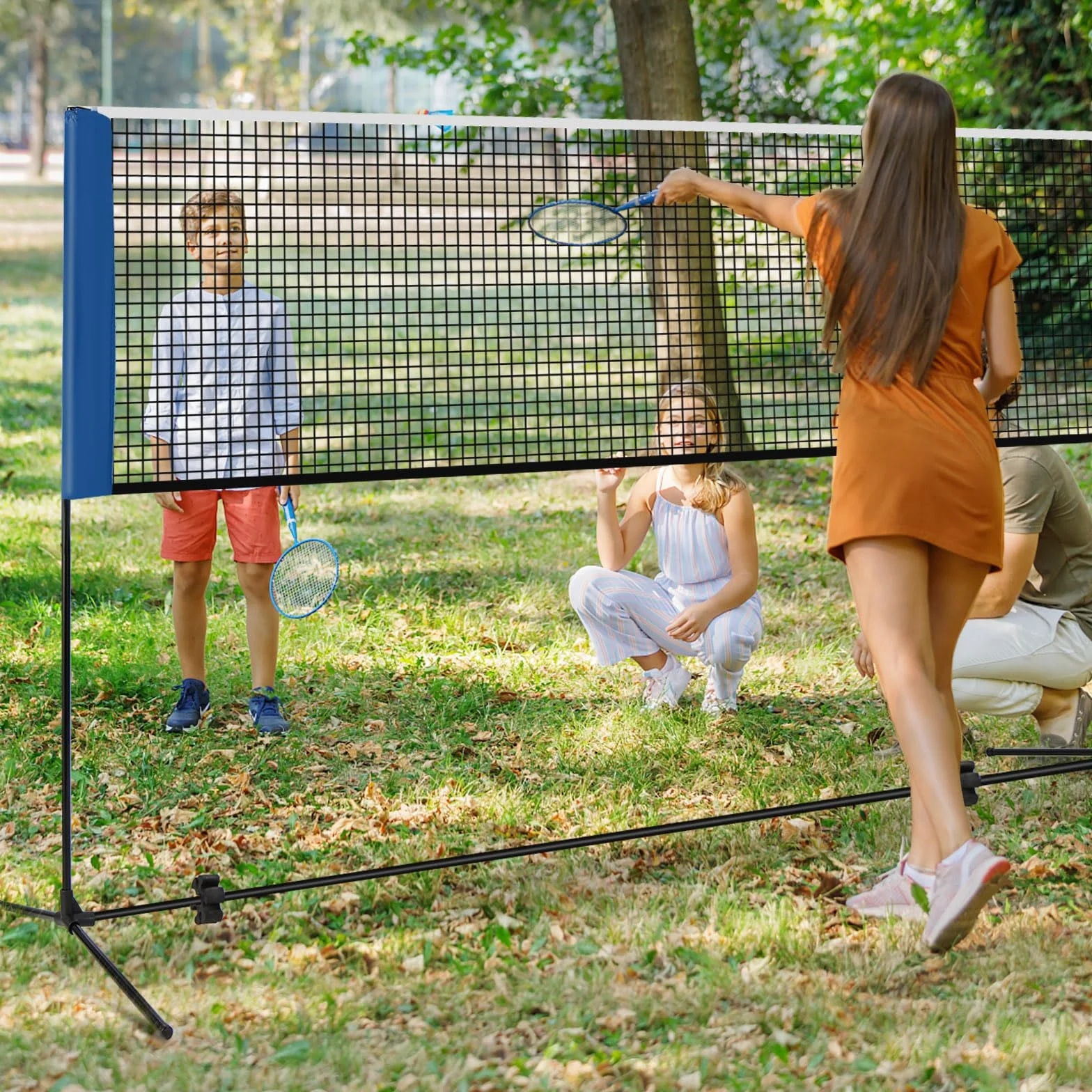 COSTWAY Red Badminton Plegable Altura Ajustable 89-155 cm Redes Portátil 2 Volantes Bolsa Transporte