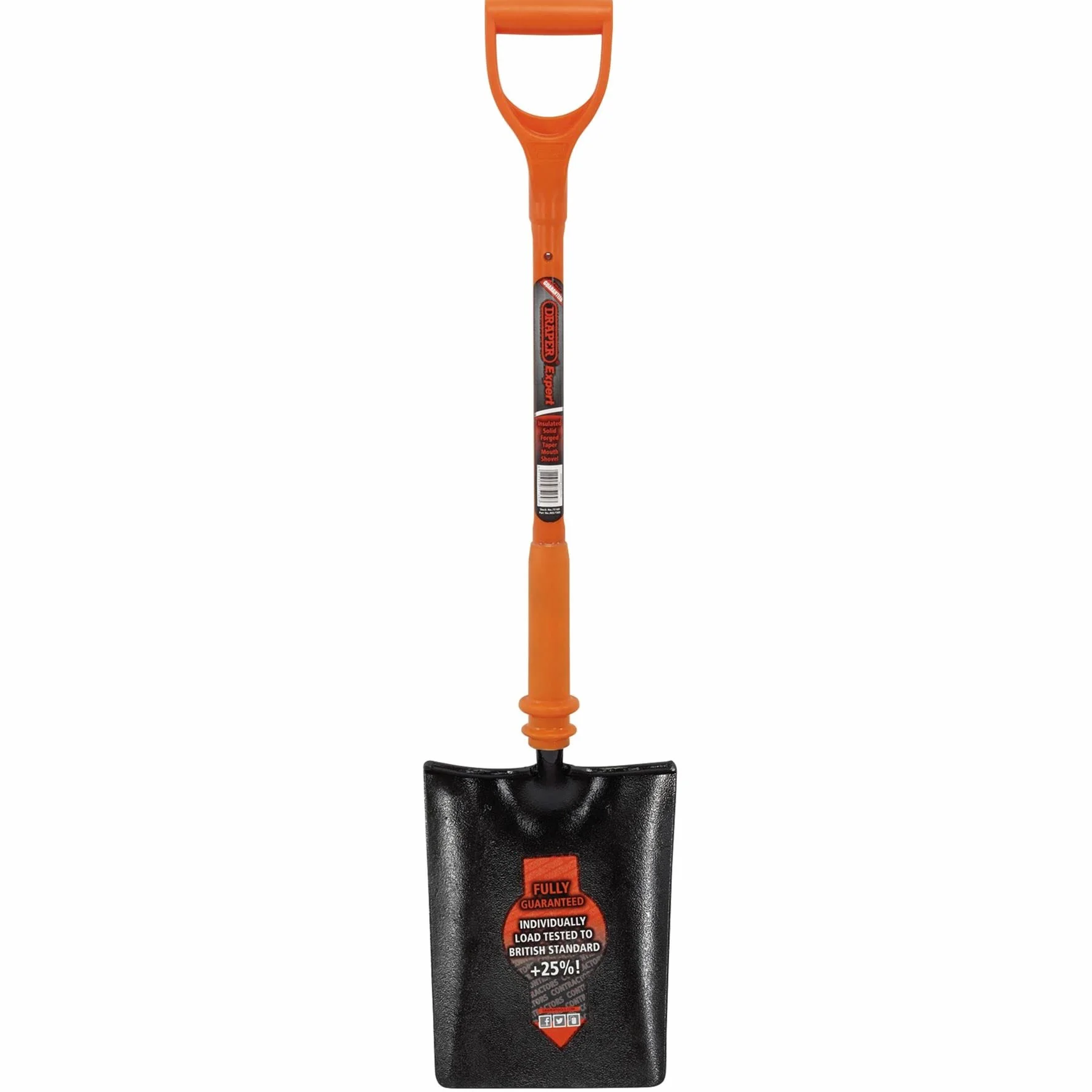 Draper 75169 Expert - Pala de boca cónica, totalmente aislada y forjada, color naranja, negro