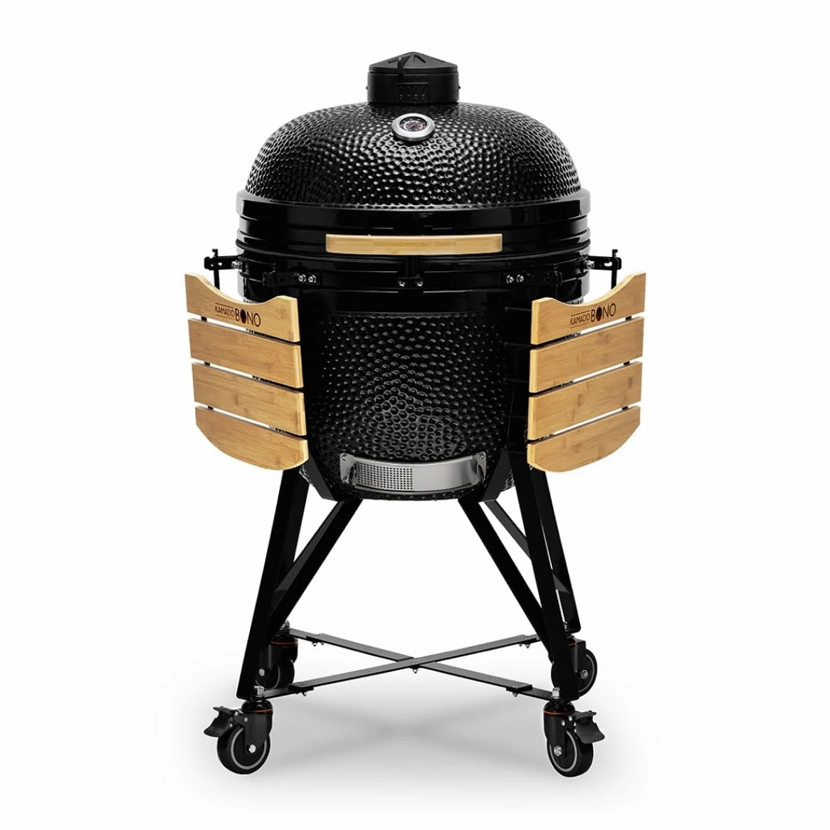 Kamado BONO BBQ - Barbacoa Grande XXL con 6 accesorios - Ø 64cm Kamado Barbacoa con Accesorios - Parrilla ahumadora negra en la terraza, balcón o jardín