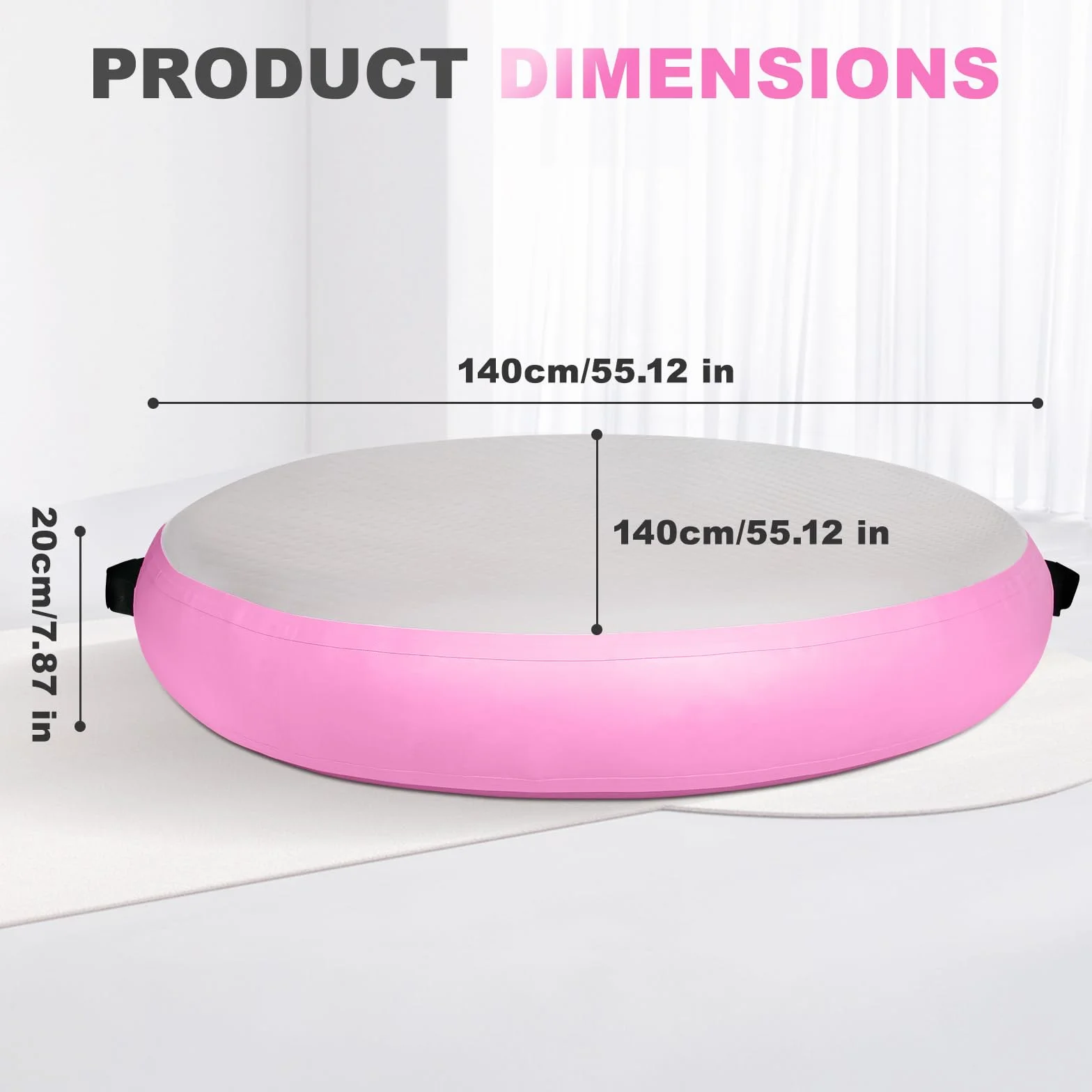 Colchoneta Gimnasia Inflable Redonda 20cm 100/140cm con Bomba 600W