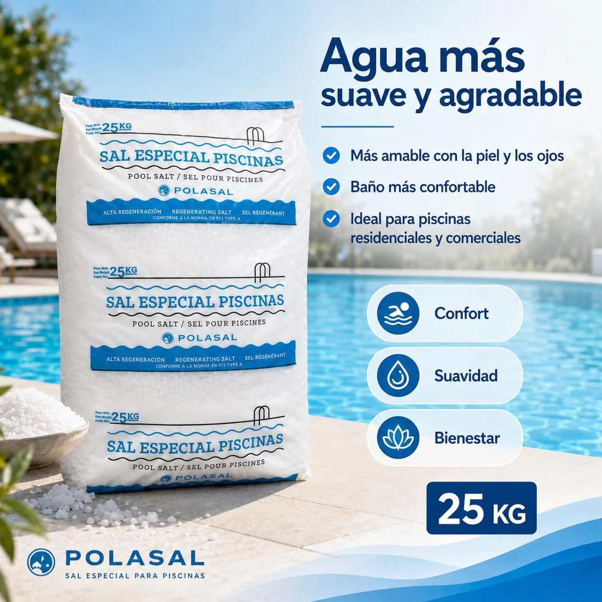 Sal Marina Piscinas CLORACIÓN Salina Saco de 25 kg