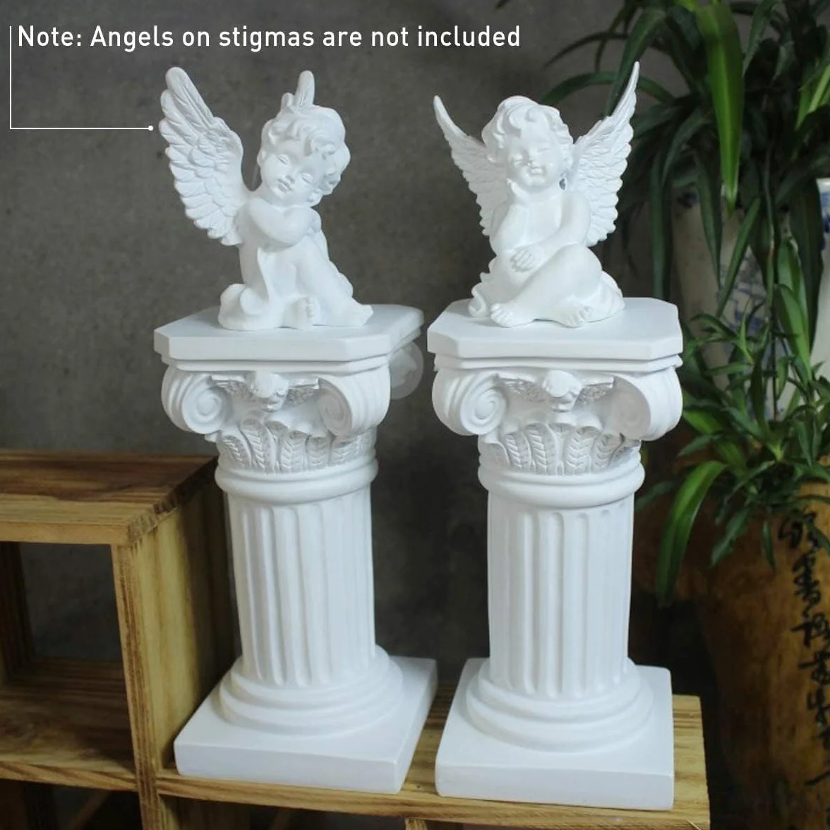 Columna griega de columna romana, columna romana, estatuas griegas clásicas, decoración de escritorio, escultura de boda, decoración de mesa, hogar, jardín, 3.9 x 3.9 x 7.5 pulgadas (blanco)