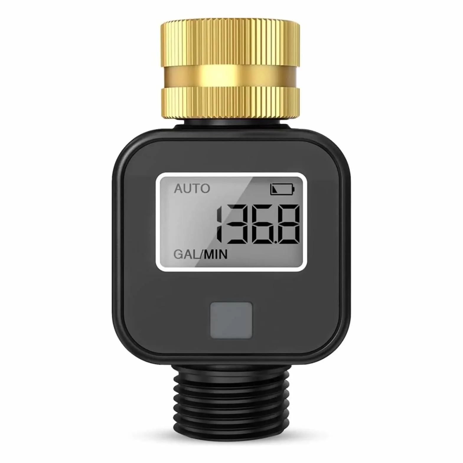 VOBOR Medidor de Flujo de Agua Digital con 4 Modos de Control de Consumo, Pantalla Giratoria 180° y Rosca de Latón, para Mangueras de Jardín, Caravanas, Aspersores y Boquillas de Riego