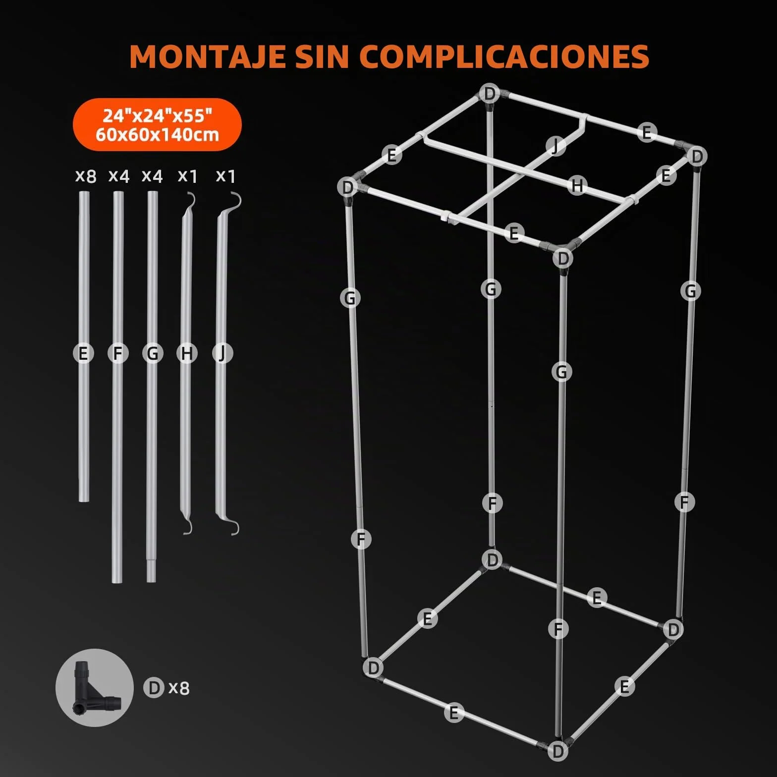 Spider Farmer Growbox Tienda de Cultivo para Interiores, reflectancia, aireada, Impermeable, Armario para Cultivo en casa, Invernadero, Tienda de cría (60 x 60 x 140 cm)