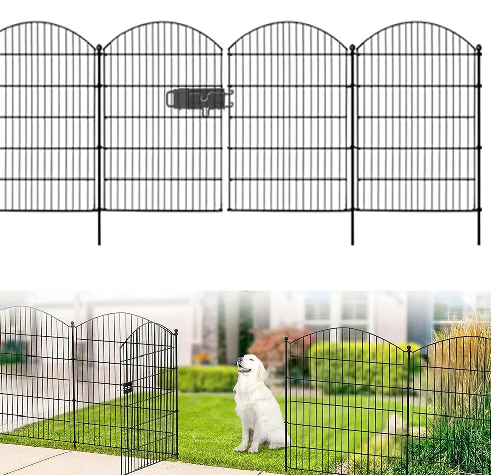 5 piezas Valla decorativa de jardín con puerta, 80 cm(H) X 3,7 m(L), barrera con estacas para perros, mascotas, conejos