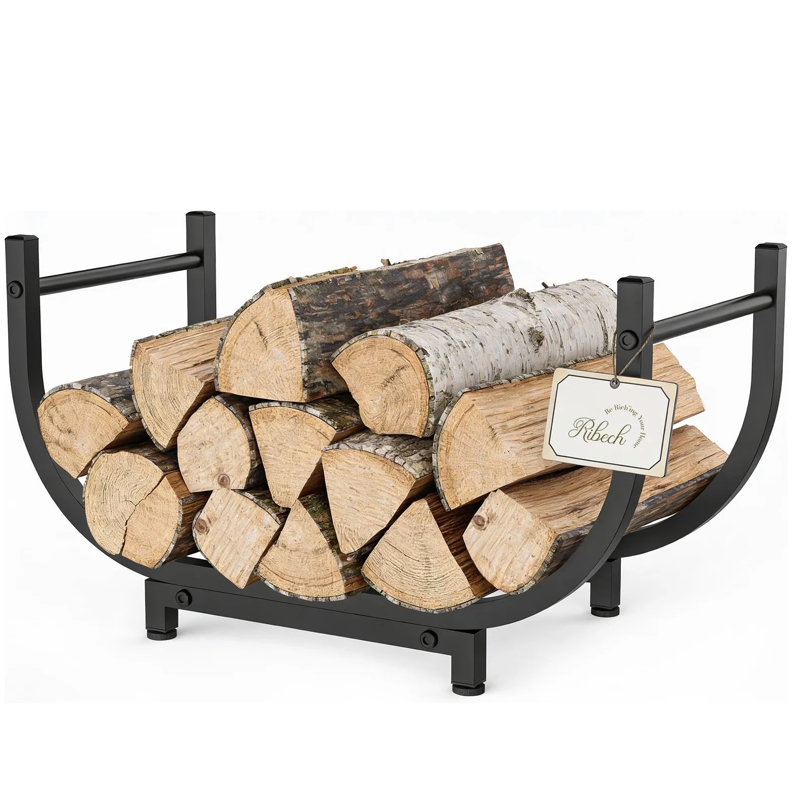 Estantería para Leña de Metal | Almacenamiento de Leña para Interior y Exterior | Soporte para Chimenea, Jardín, Camping y Autocaravana | Fácil Montaje, Negro