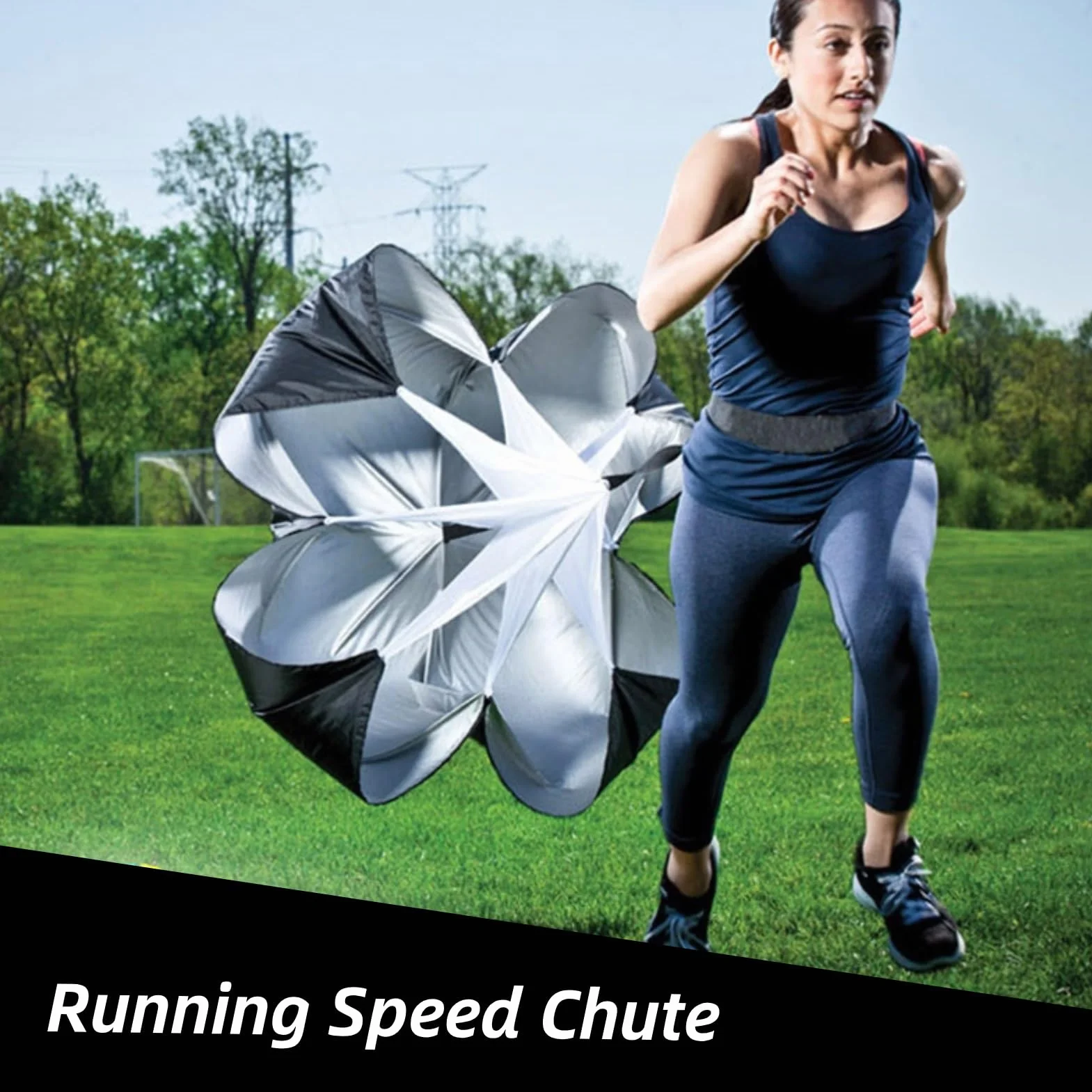 Cyrank Paracaídas de Velocidad Ajustable para Correr, Entrenamiento de Velocidad, Resistencia y Fútbol
