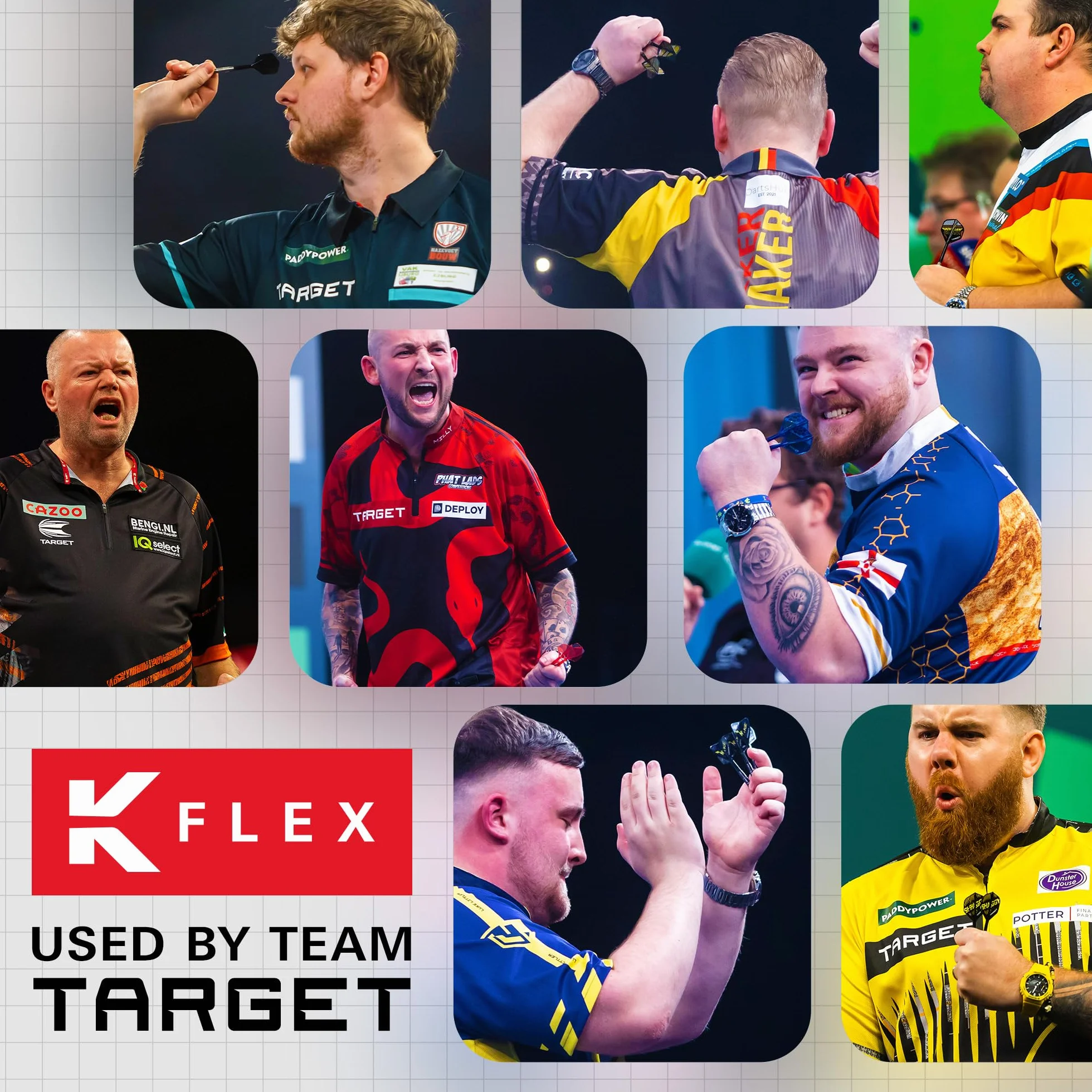 Target Darts K Flex No.6 Plumas y Cañas Integradas, 3 Pack Corto Intermedio Medio