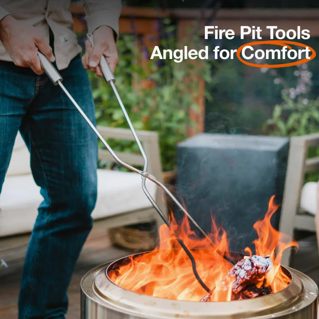Solo Stove Herramientas para Brasero y varillas para asa, Juego de 7 piezas: 4 varillas para asar (91,44cm), 1 atizador de madera angular (92,7cm) y 1 pinzas para troncos (81,3cm), 1 funda protectora