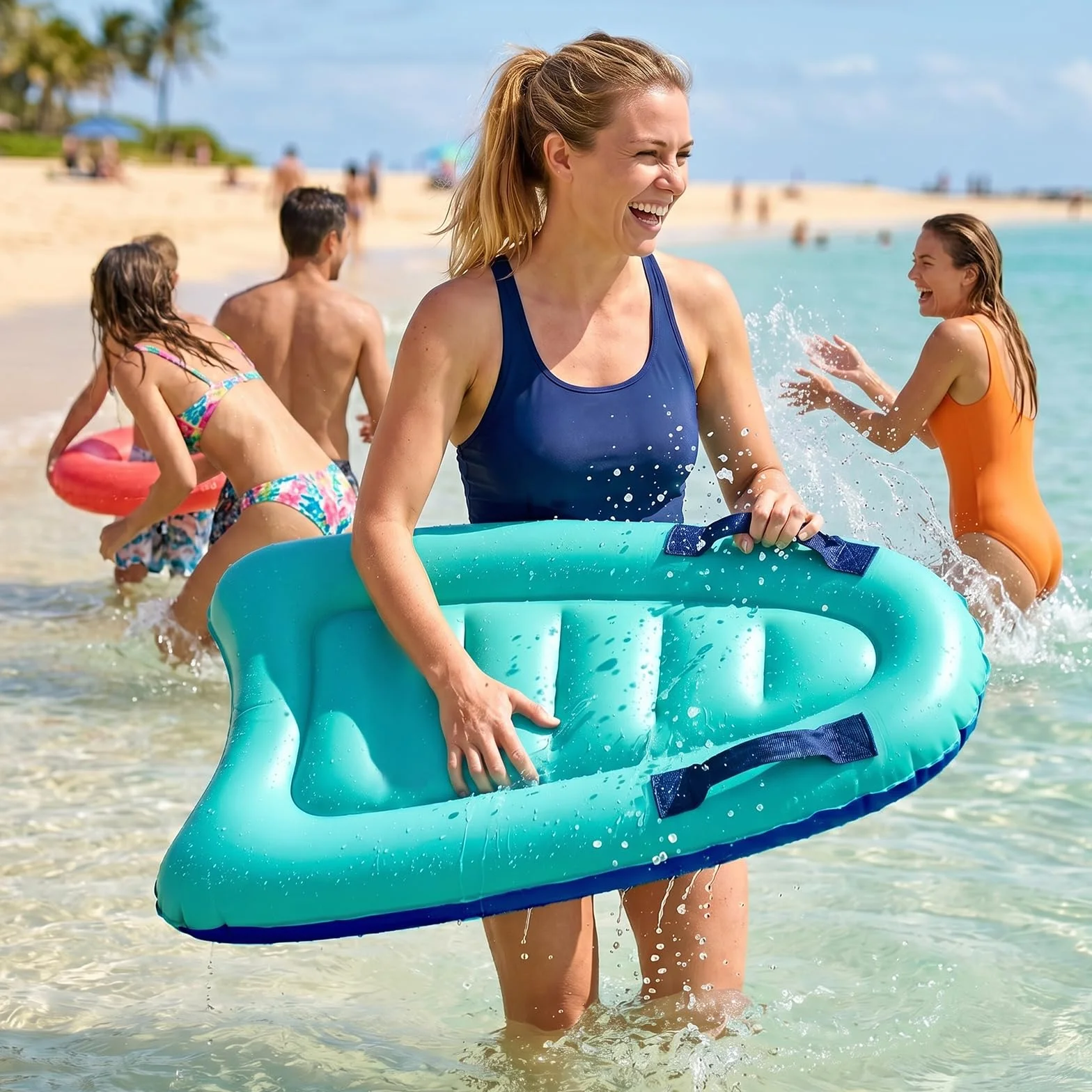 Bodyboard Hinchable 67x52cm con Asas para Piscina Playa Natación