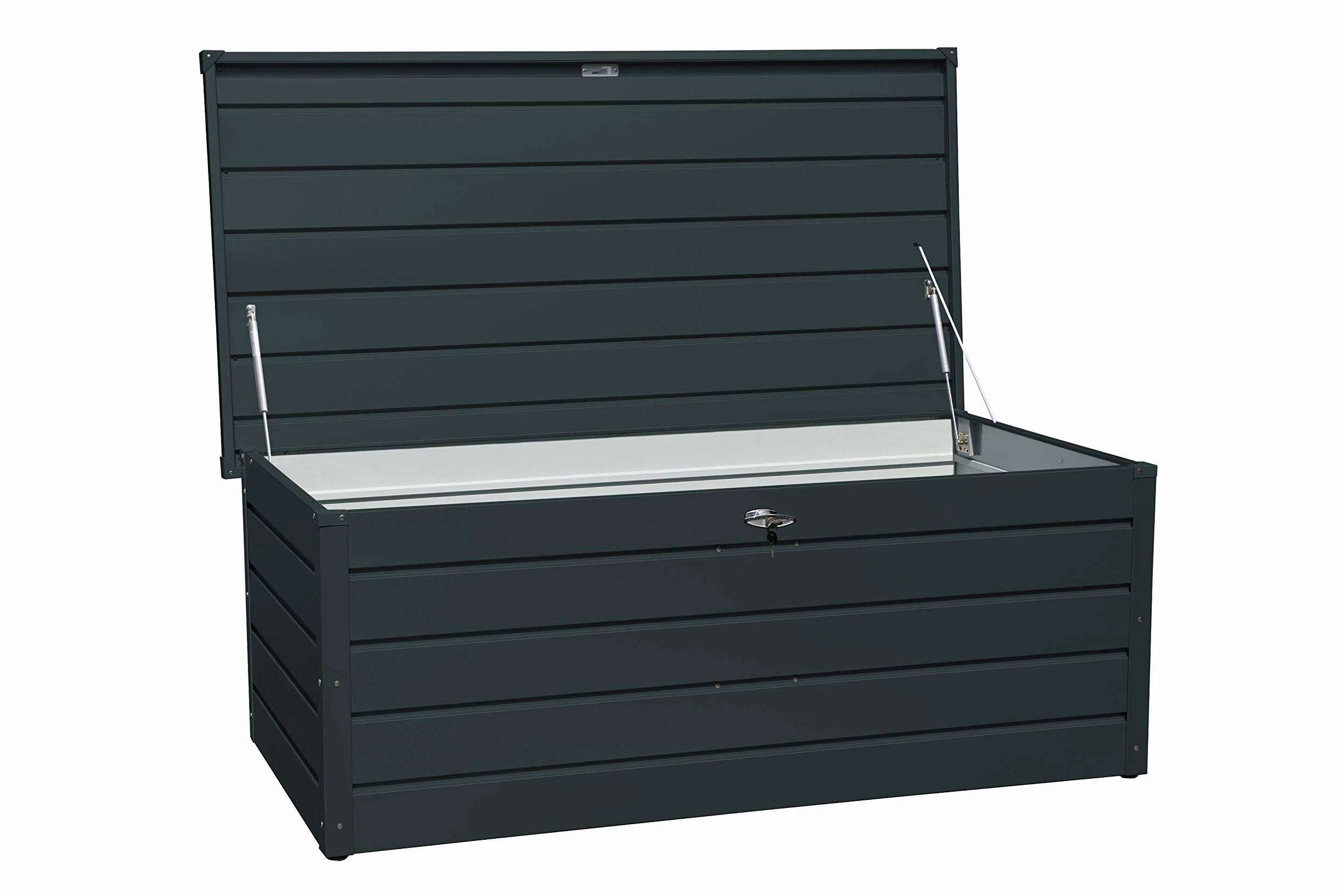 Duramax Caja de cojín de Metal Paladio y Banco pequeño (710 L) con Cilindro hidráulico de Gas y Mango con Cerradura – Caja Antracita
