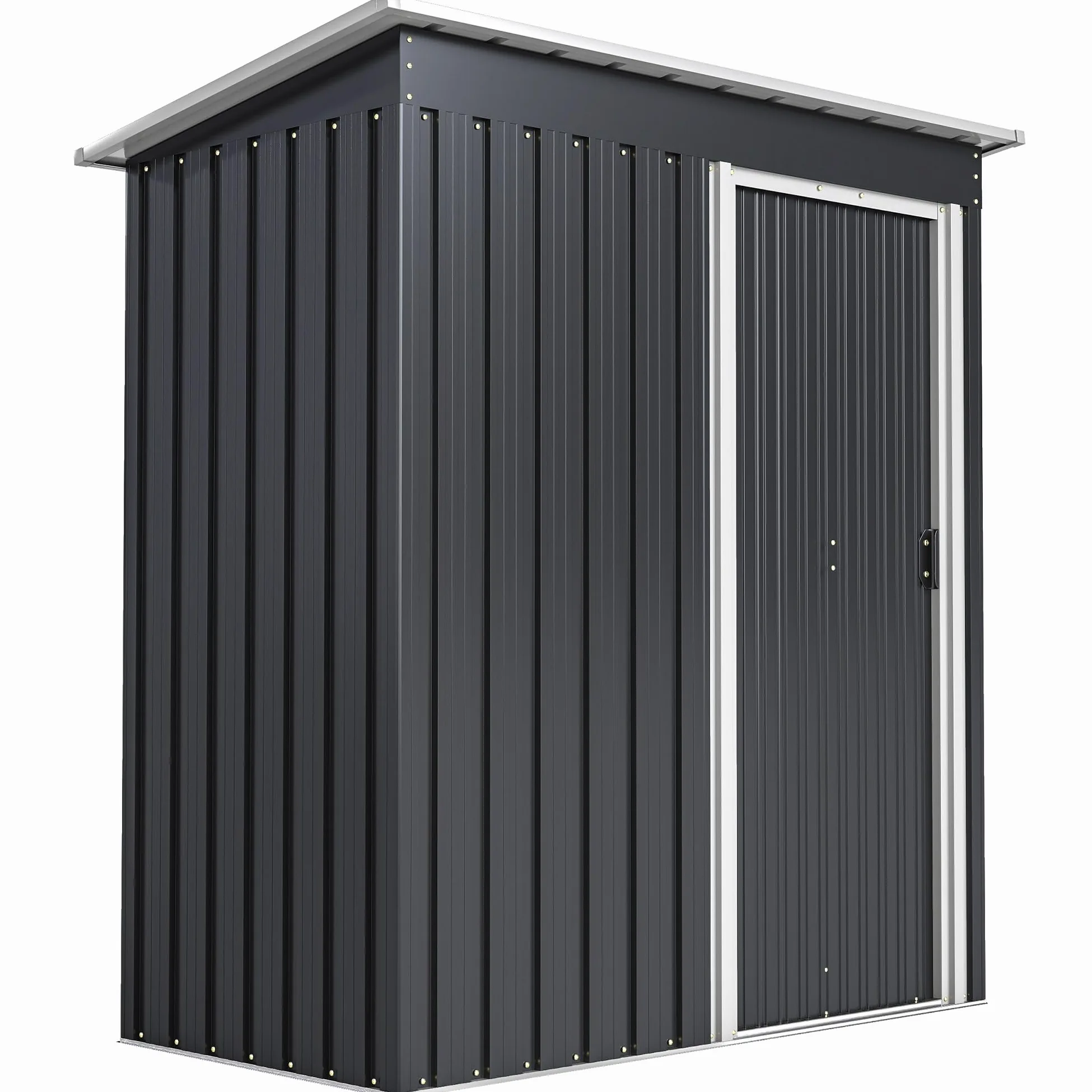 Outsunny Caseta de Jardín Exterior, 1,16 m², 163x89x182 cm, Cobertizo de Jardín Exterior Metálico con Puerta Corredera y Techo Inclinado, para Almacenamiento de Herramientas, Negro