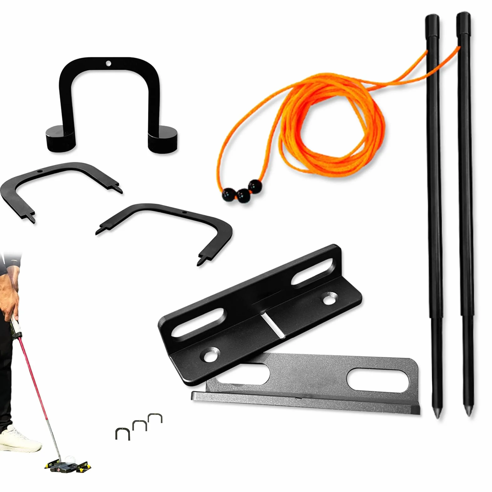 Golf Training Aid Portable Practice Putting Gates Compact Kit 12x10x4cm Black