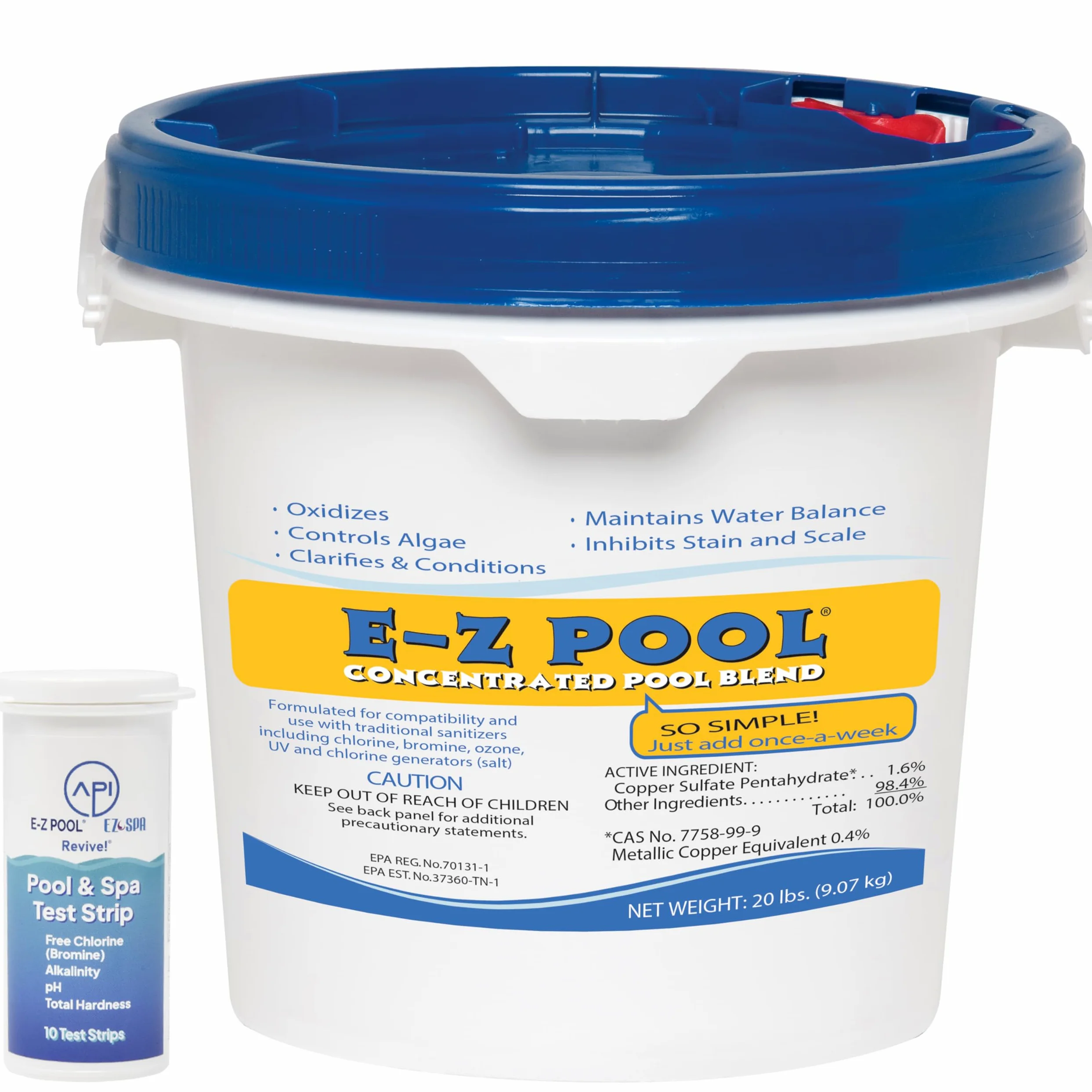 EZ Pool 9.1 kg con tiras de prueba