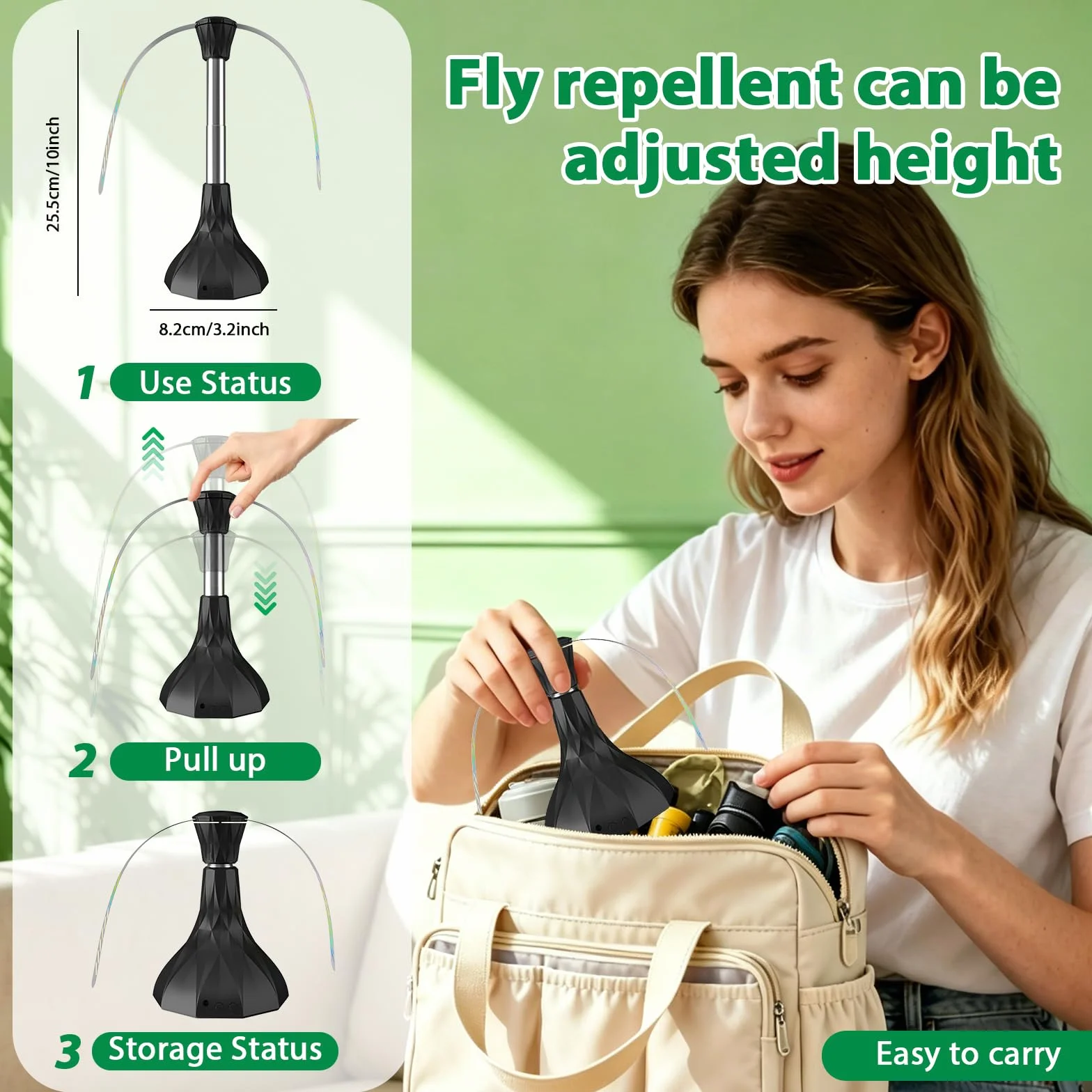 Ventilador Moscas, Protectores de Moscas Antimoscas, Ventiladores antimoscas para Mesa, Mesa Silencioso y Recargable con Gancho, Control de Moscas en Ideal para Barbacoas, Acampadas (3 PCS)