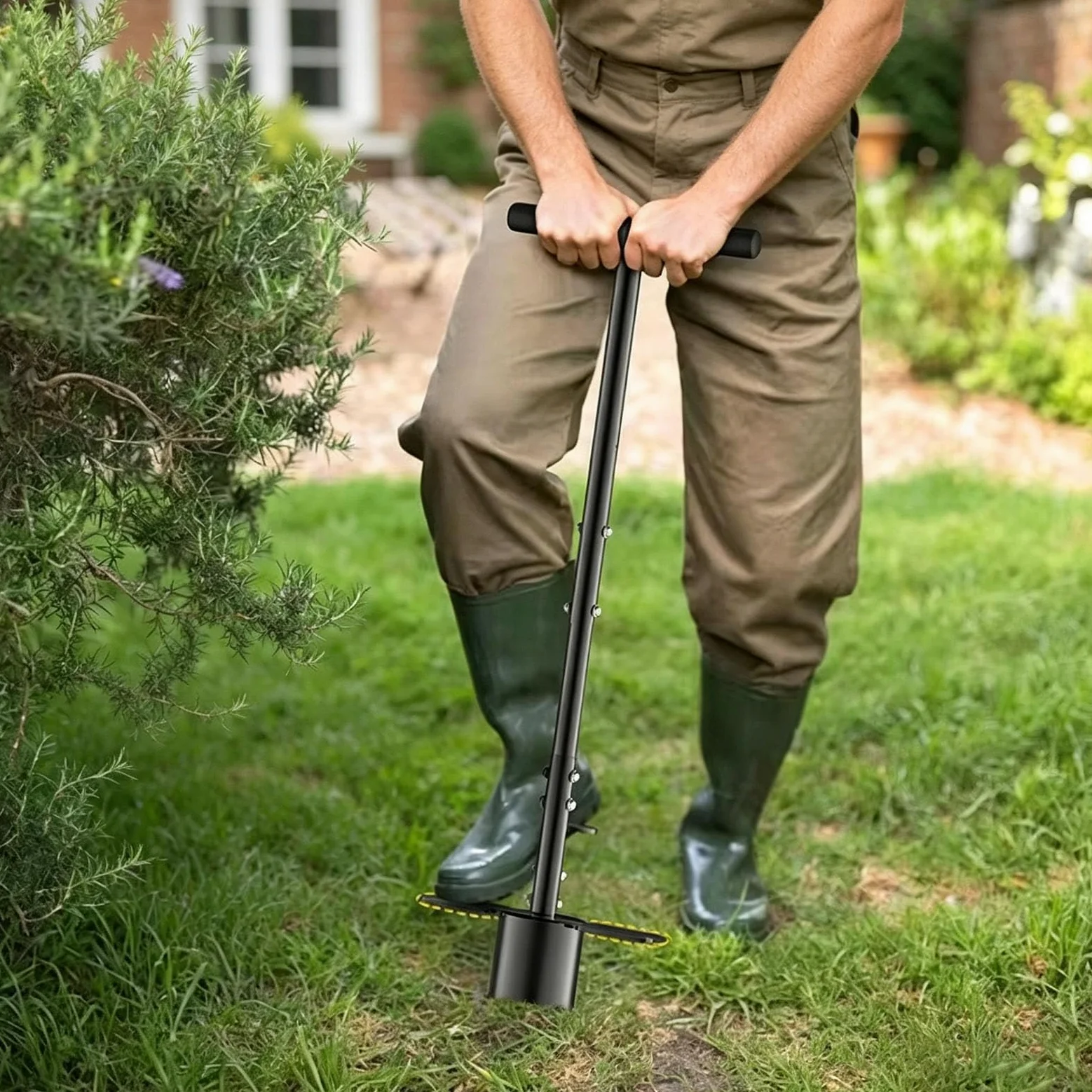Implemento profesional de trasplante de suelo para cuidado y reparación de patio, construido con herramienta de transferencia de césped de metal resistente