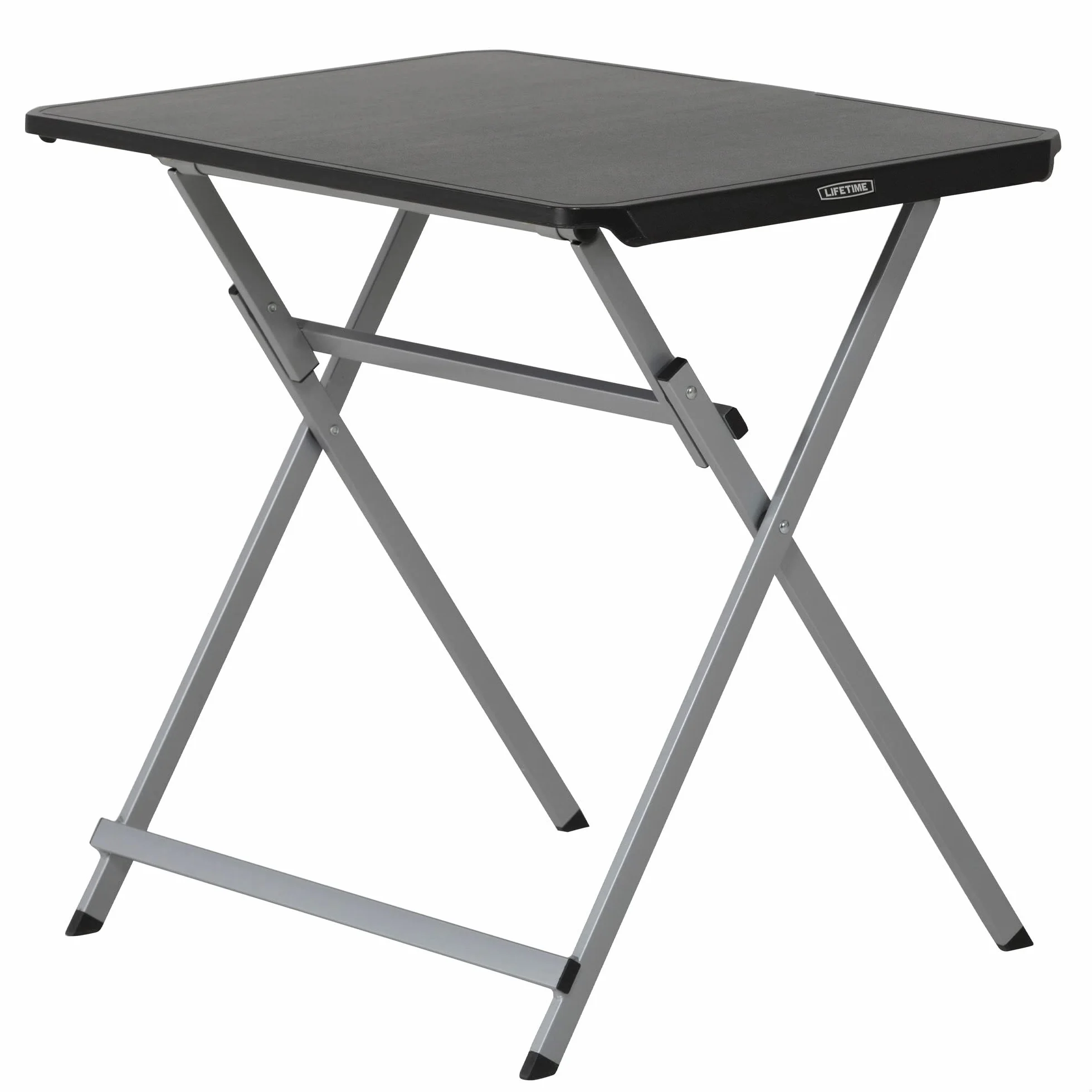 LIFETIME 92210 - Mesa Auxiliar Plegable Negra | Mesa Plegable portátil Medidas 75x52, Altura 66cm | Incorpora asa para fácil Transporte | Fácil almacenaje | Resistente y Ligera