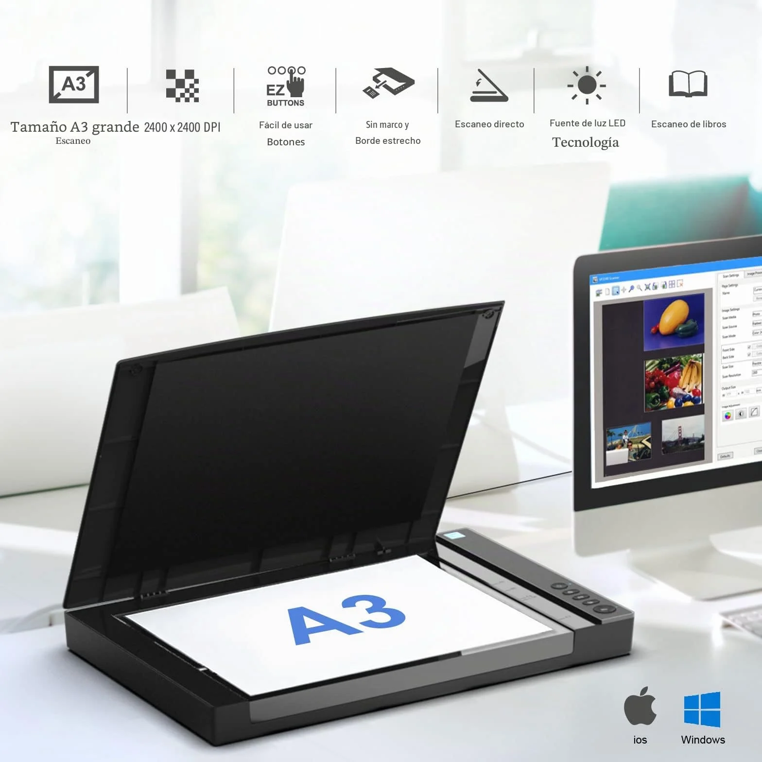 viisan VF 3240 Escáner Plano DIN A3 2400 X 2400 dpi