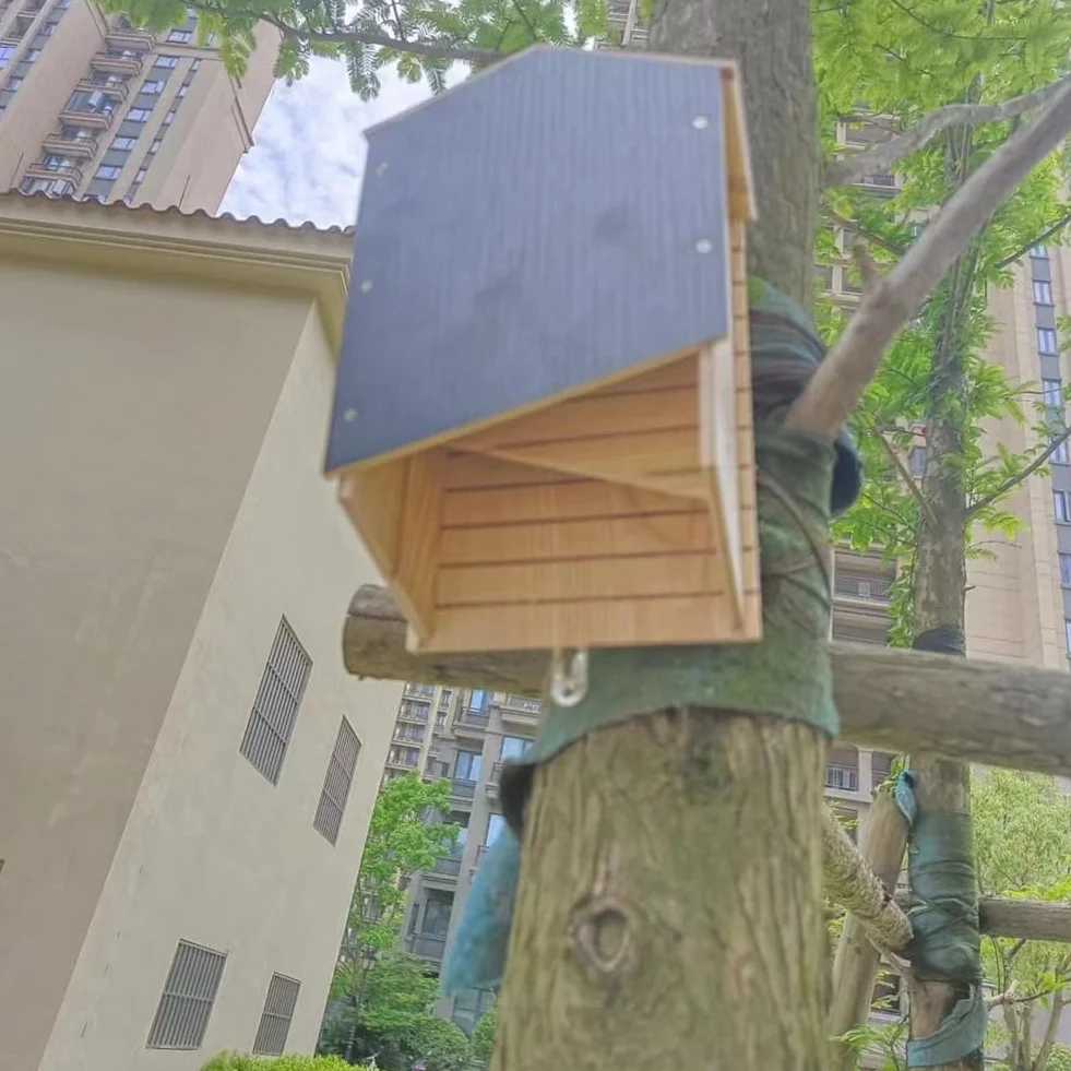 Gran Casa para MurciéLagos Al Aire Libre, Enorme Caja de Madera, Resistente A la Intemperie, Casa para MurciéLagos en Espiral Sin Tratar, Refugio, Accesorios de JardíN A