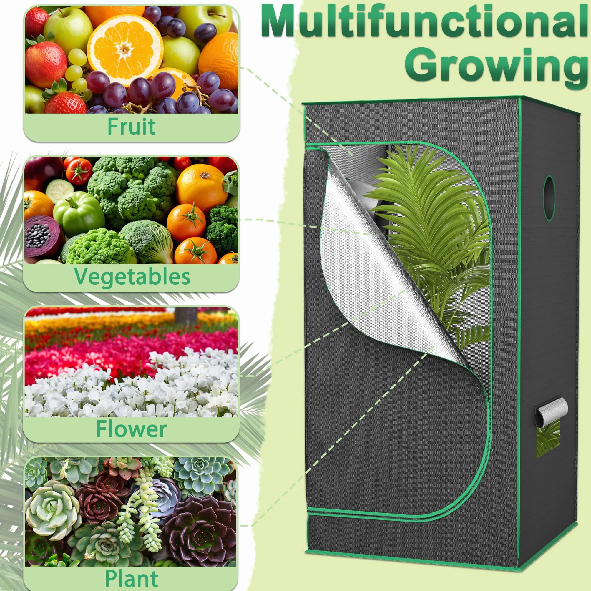 YUENFONG Tienda de cultivo para plantas, tienda de cultivo, armario de cultivo, caja de invernadero, caja de cultivo interior, para plantas, flores y verduras, 240 x 120 x 200 cm