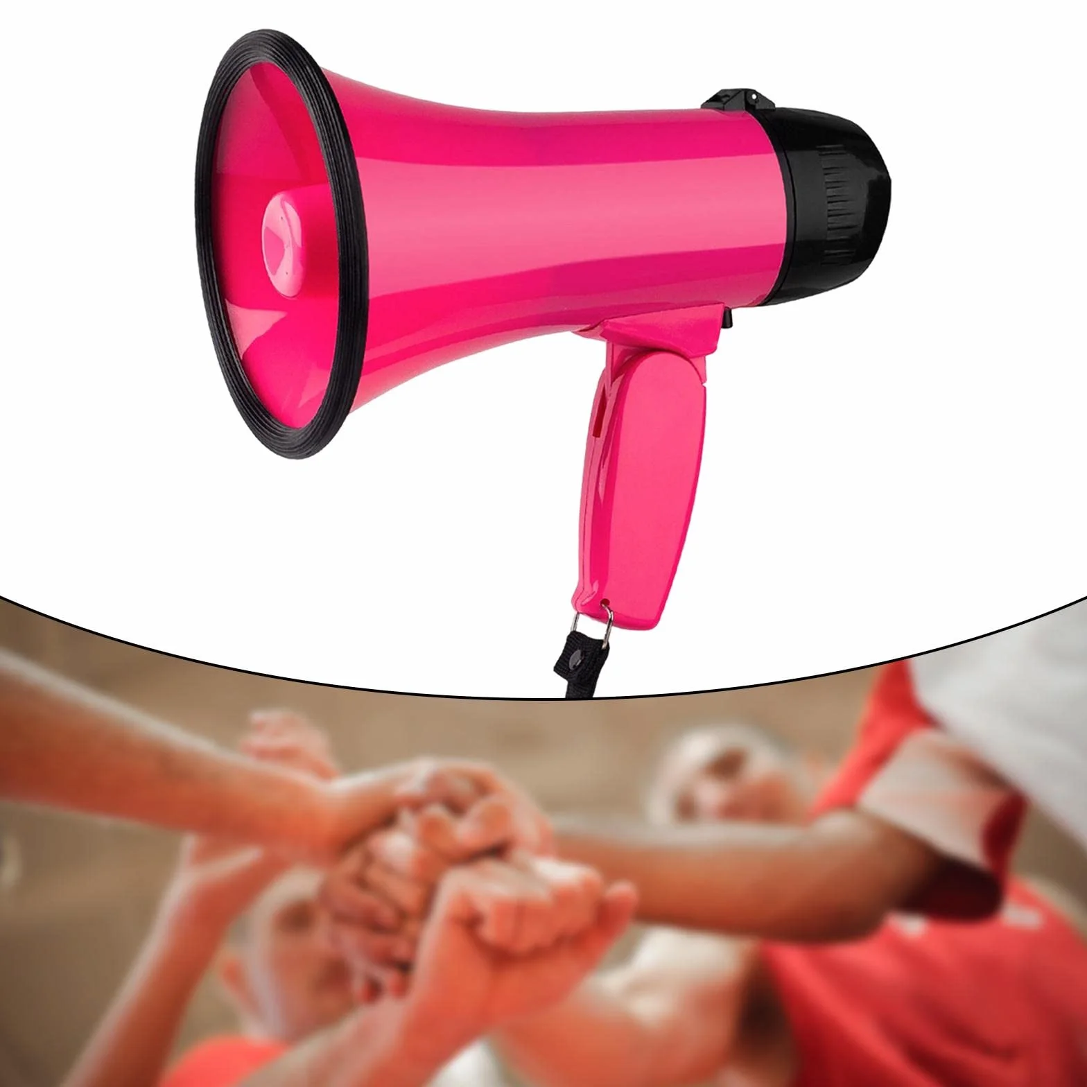 Megáfono portátil 25W con Control de Volumen, Rosa roja para fútbol deportes al aire libre