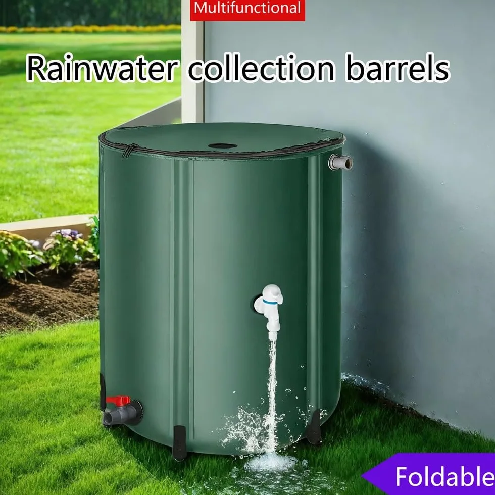 Genérico Baril de Lluvia Plegable 50L a 1000L – Sistema Portátil de Recolección de Agua de Lluvia con Grifo y Tapa Cremallera, Depósito de Agua para Riego de Jardín y Uso Exterior de Emergencia