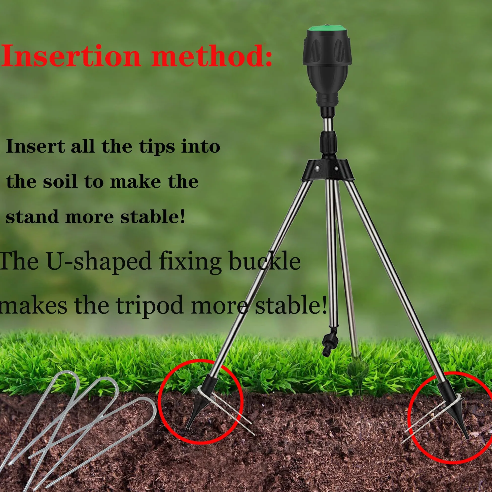 Aspersor riego por Pulso,Accesorio para Sistema de riego,Giratorio trípode aspersor,360 °rotación,rociadores de jardín con Conectores de Manguera rápidos para jardín,céspedes