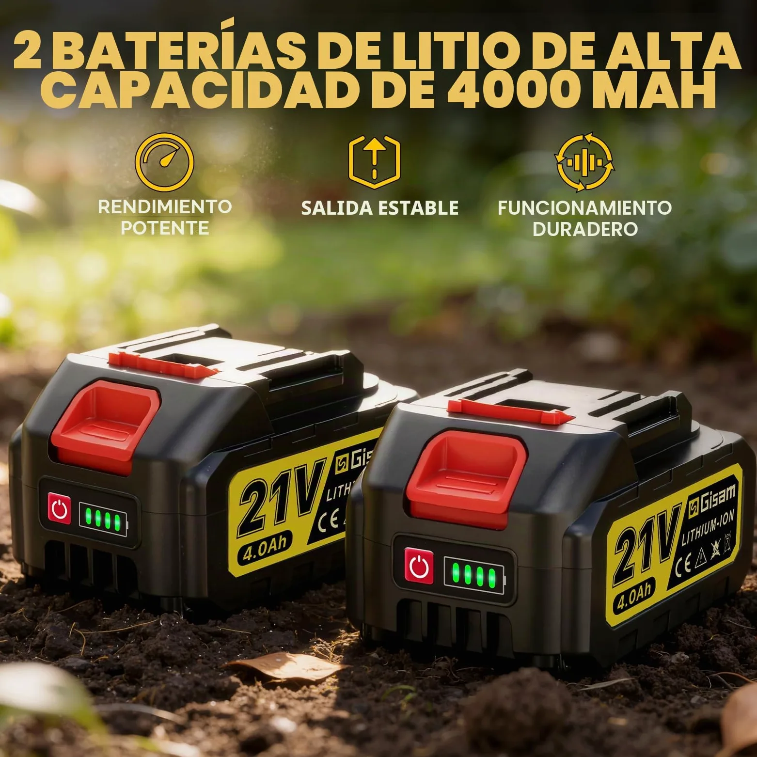 Motocultor Eléctrico Inalámbrico con 2 Baterías de 4,0 Ah, 400 RPM, Batería Sin Escobillas, Ancho 23 cm y Profundidad 21 cm, Motocultor Plegable para Labrar y Suavizar el Suelo