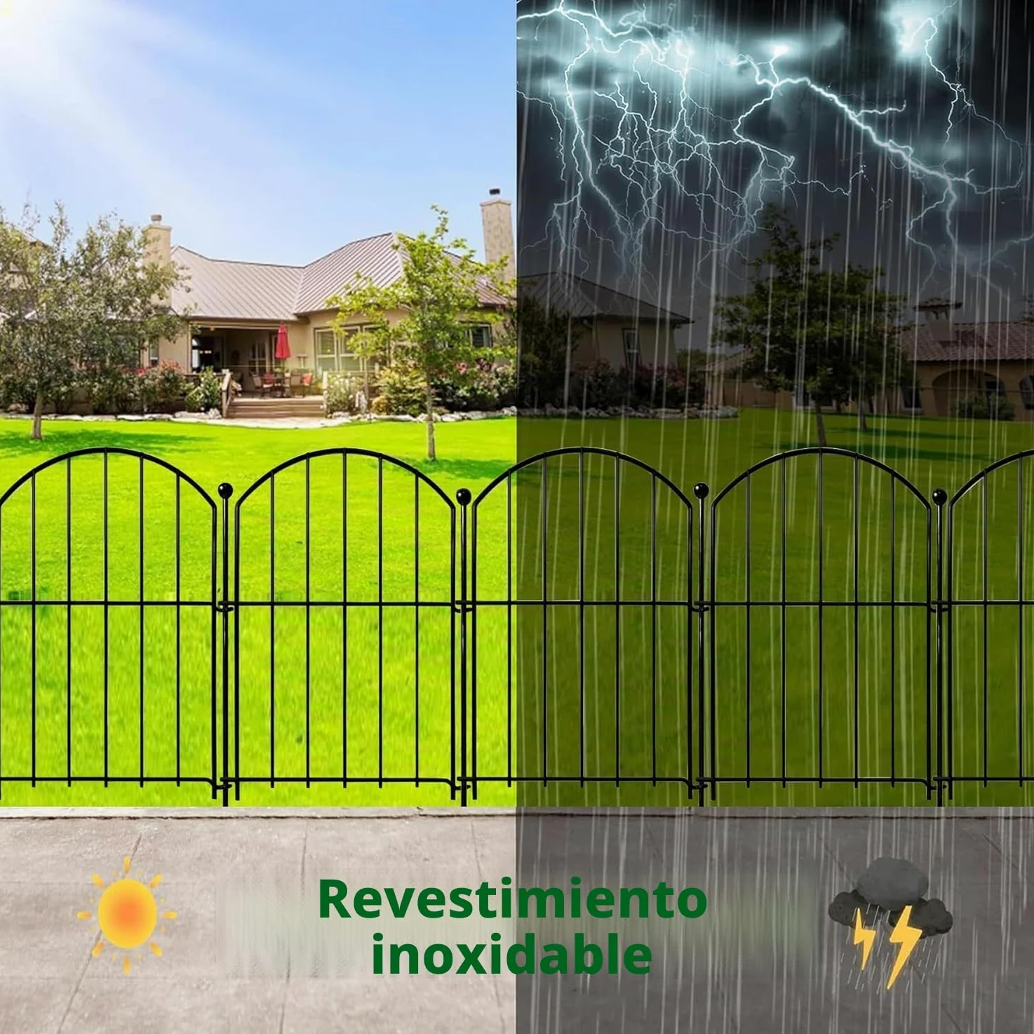 ANAMPION Valla de jardín, total 330cm largo x 43cm alto,10 PCS | Elementos de valla metal,11 barras de fijación,Valla Decorativa de Jardín,para barrera animales,Exteriores,Flores(Arco）