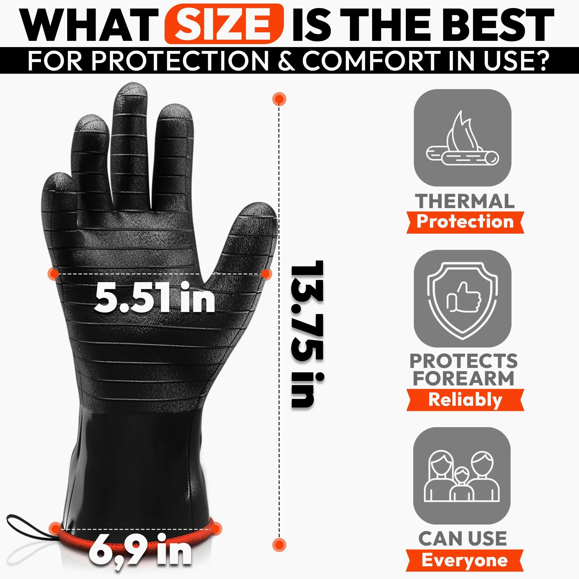Guantes de barbacoa resistentes al calor, manga larga, agarre texturizado para manejar alimentos húmedos, grasos o grasos, resistentes al fuego y alimentos, guantes de horno para ahumador, parrillas y