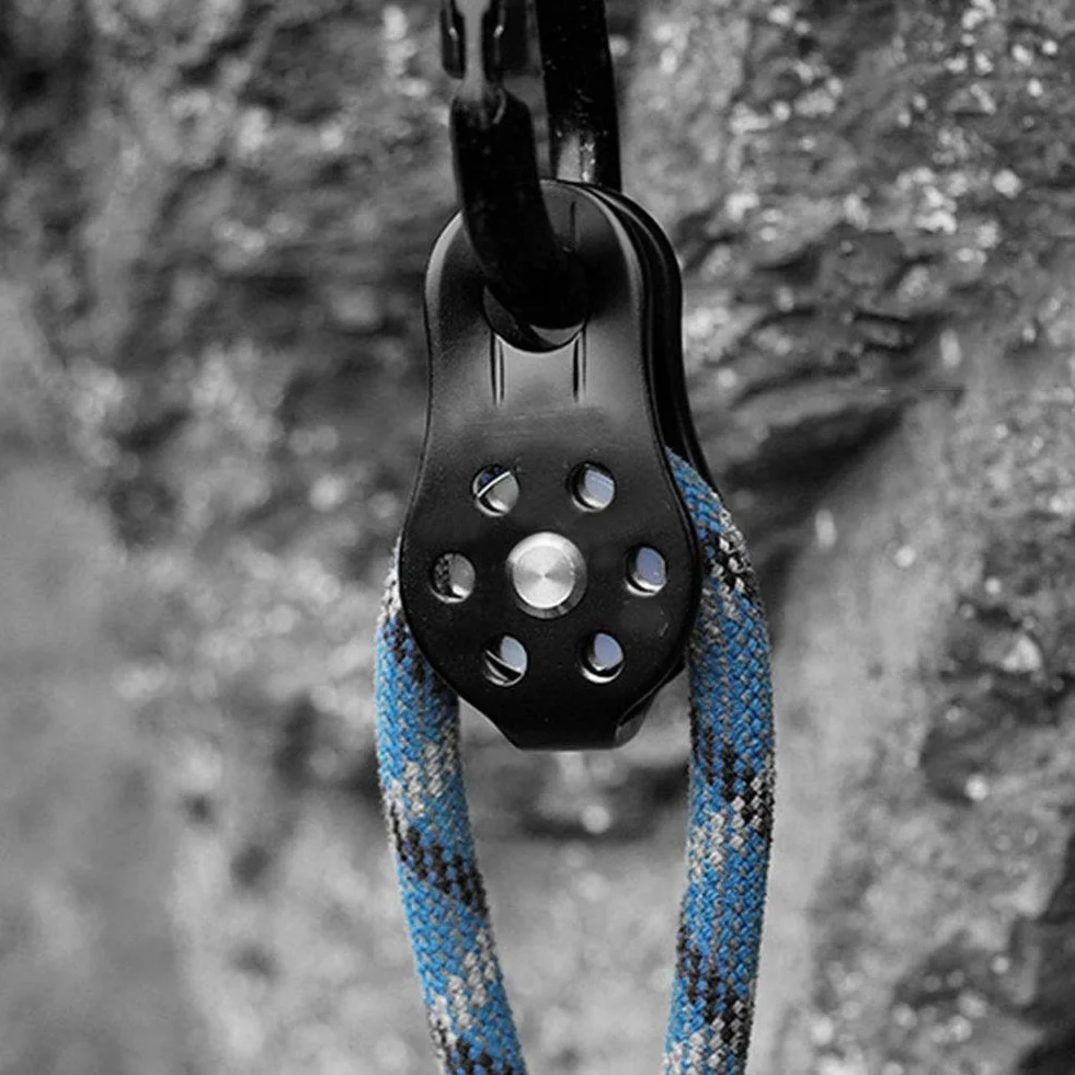 MAGT Polea De Escalada 26kN Aluminio Equipo Escalada Negro Transporte Acarreo