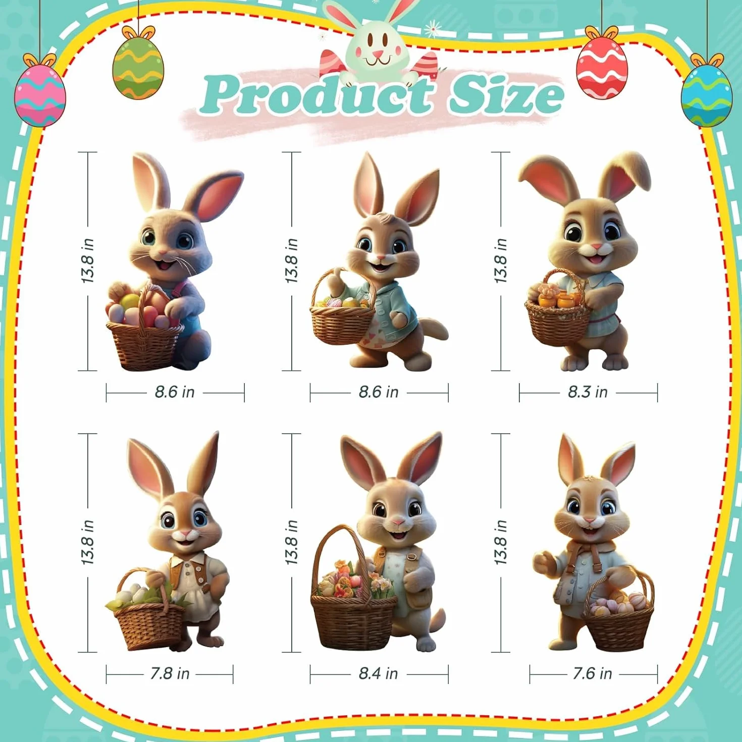 Señal decorativa de conejos de Pascua para jardín, carteles publicitarios 2D de Pascua, estacas para huevos de Pascua, letrero de granja para decoración de jardín, gran decoración de Pascua al aire