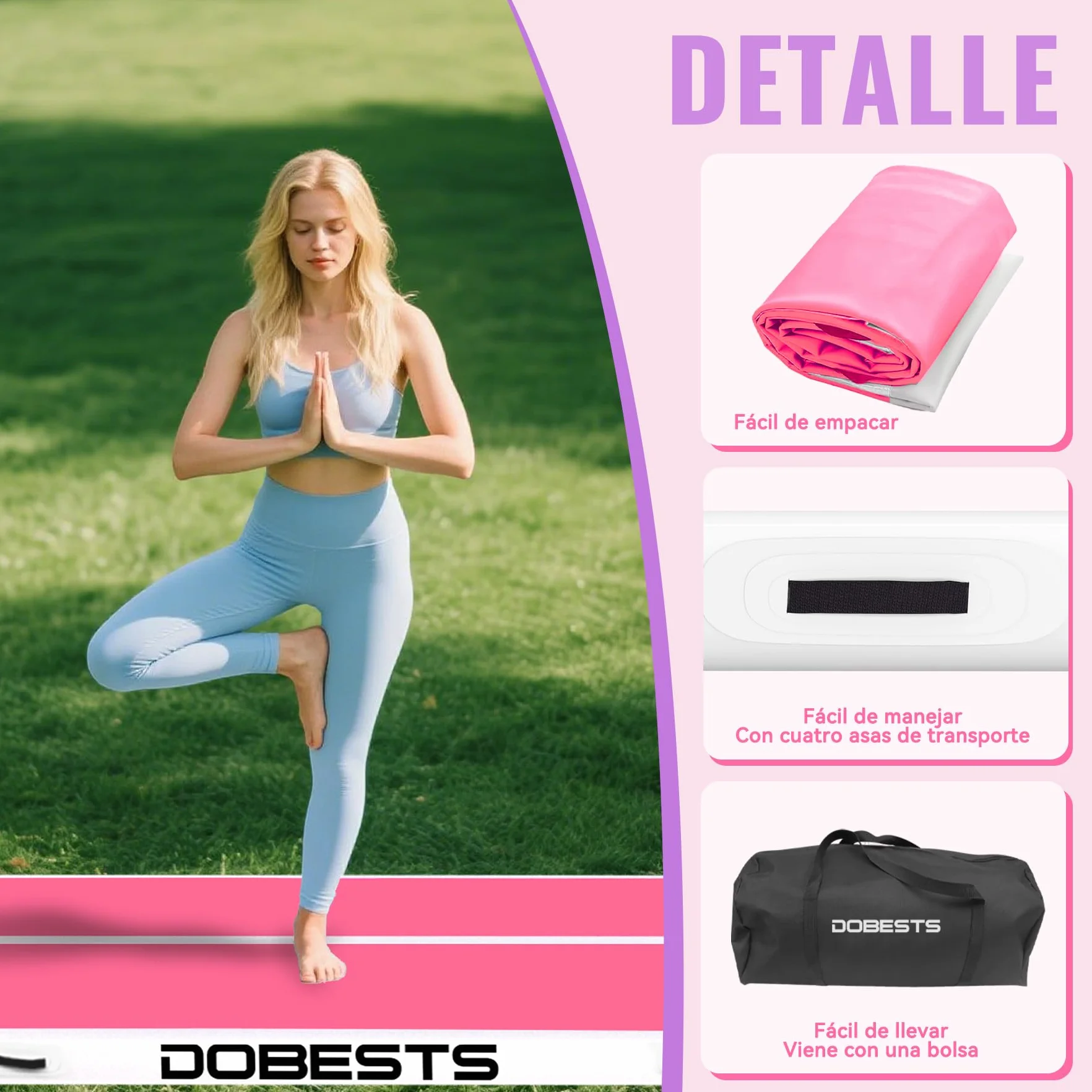 DOBESTS Air Track Colchoneta Gimnasia 2m 3m 4m 5m 6m Hinchable 10cm 15cm 20cm gruesa con Bomba