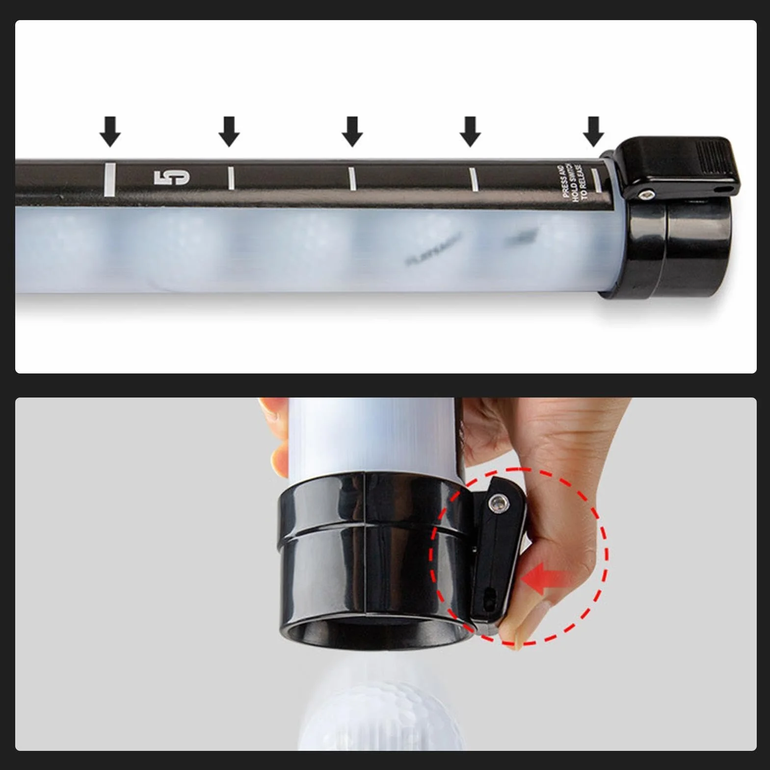 Selector de Pelotas de Golf 91 cm Tubo Herramienta de Práctica para Golfistas
