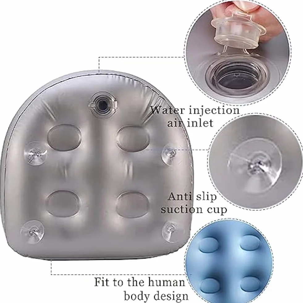 4 almohadillas inflables para spa y booster, asiento de bañera para piscina, cojín de espalda impermeable para Den, suave cojín de masaje para spa