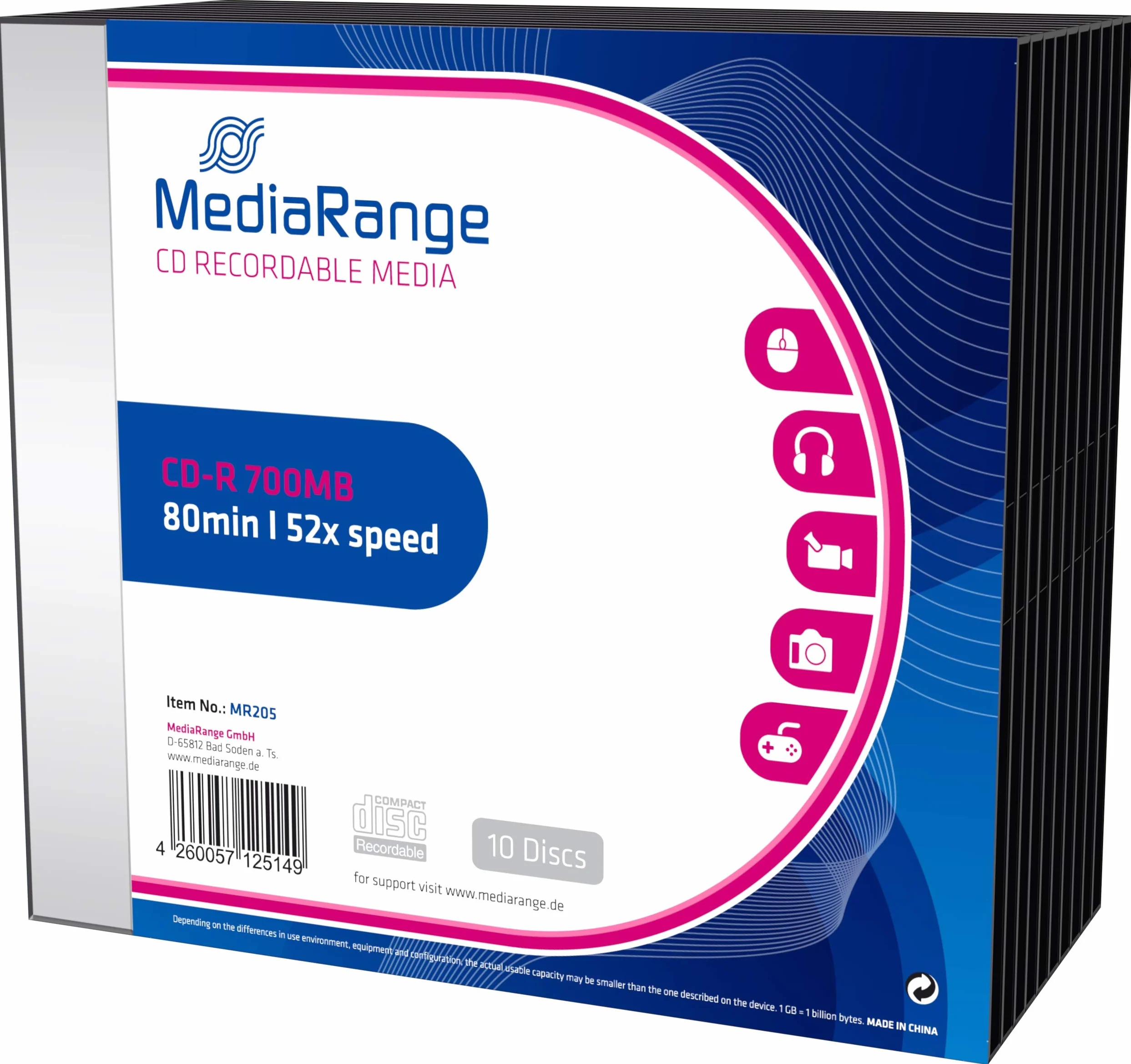 MediaRange MR205 CD-R 700MB 10 Piezas 120mm 80min 52x
